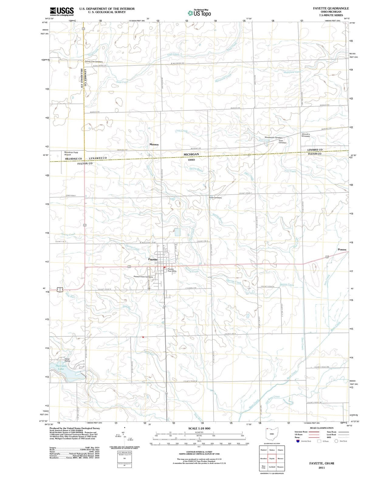 2011 Fayette, OH - Ohio - USGS Topographic Map