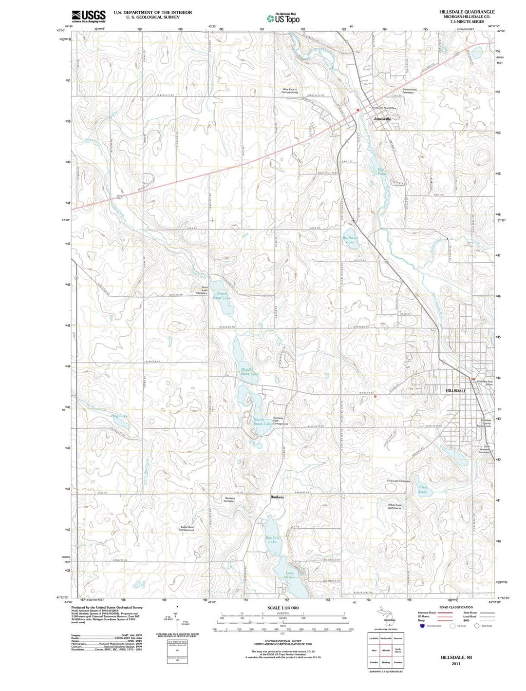 2011 Hillsdale, MI - Michigan - USGS Topographic Map
