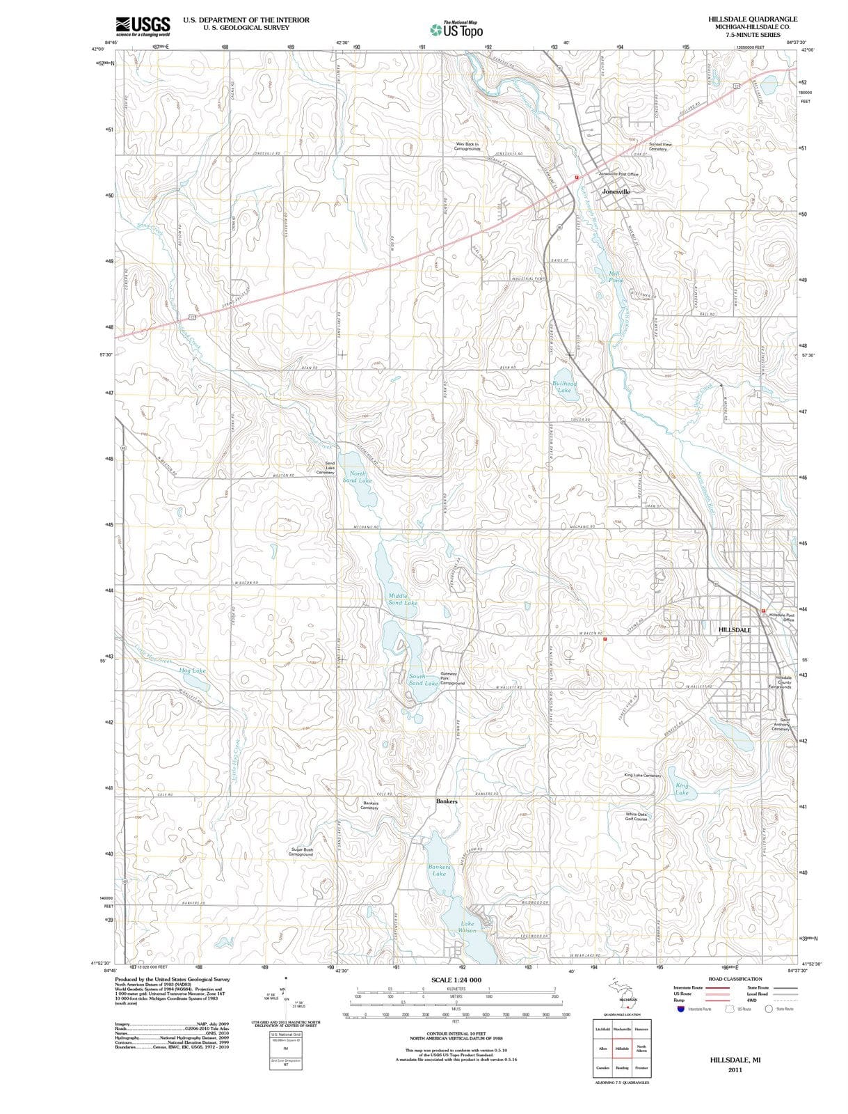 2011 Hillsdale, MI - Michigan - USGS Topographic Map
