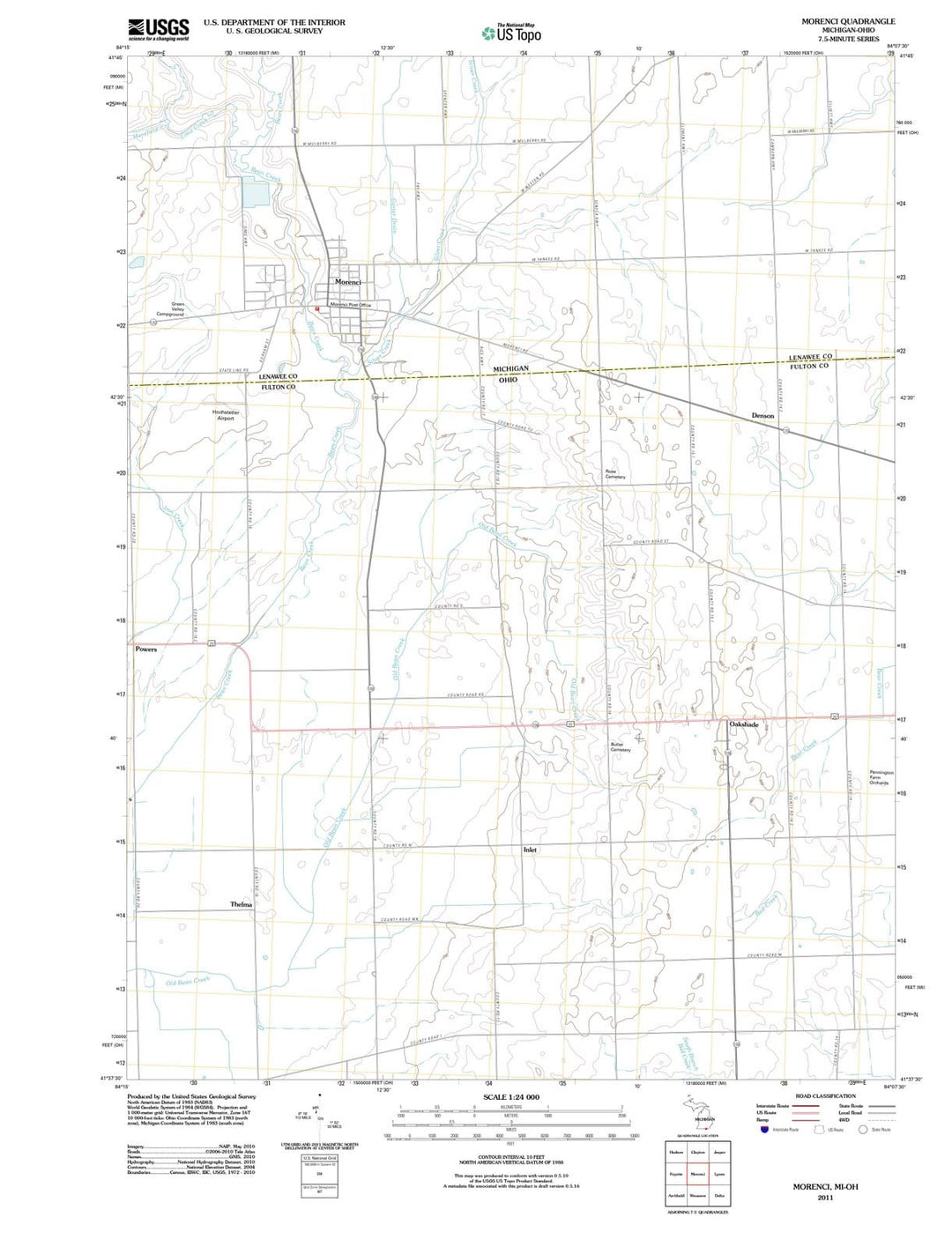 2011 Morenci, MI - Michigan - USGS Topographic Map
