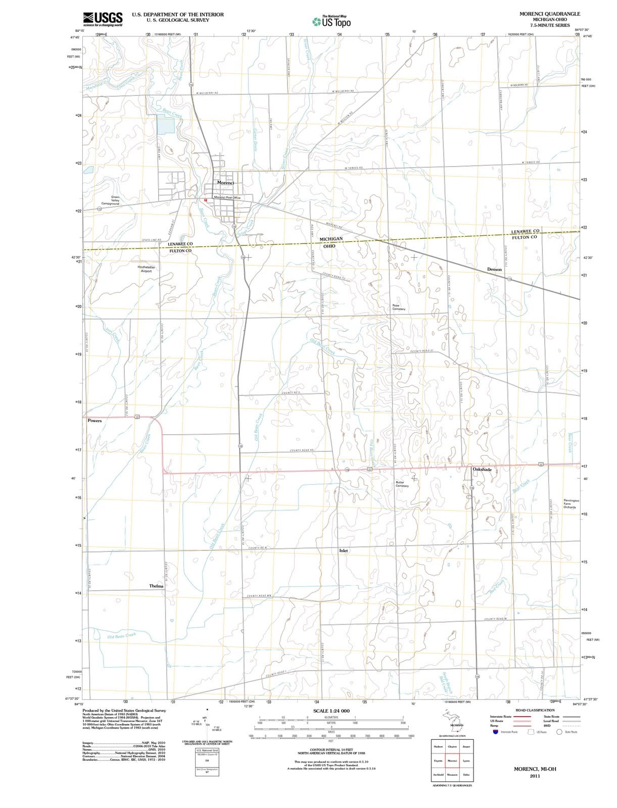 2011 Morenci, MI - Michigan - USGS Topographic Map