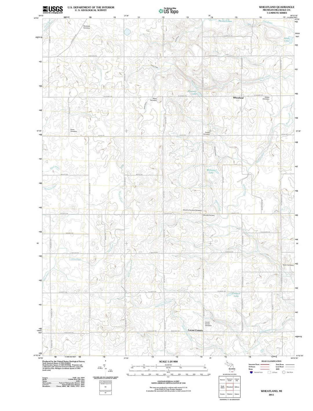 2011 Wheatland, MI - Michigan - USGS Topographic Map