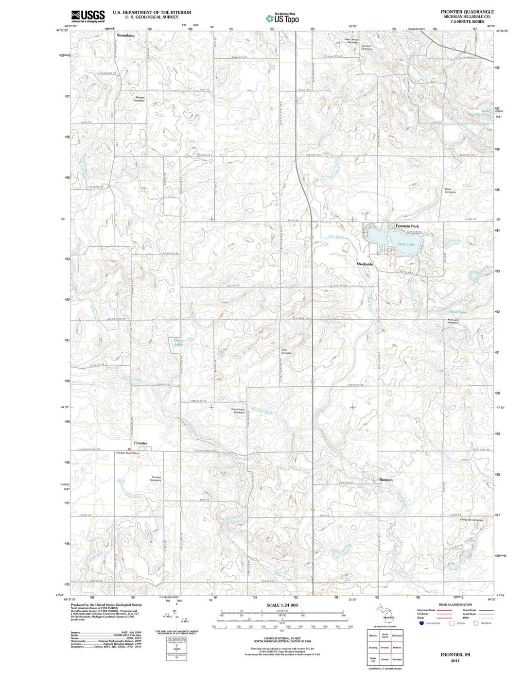 2011 Frontier, MI - Michigan - USGS Topographic Map