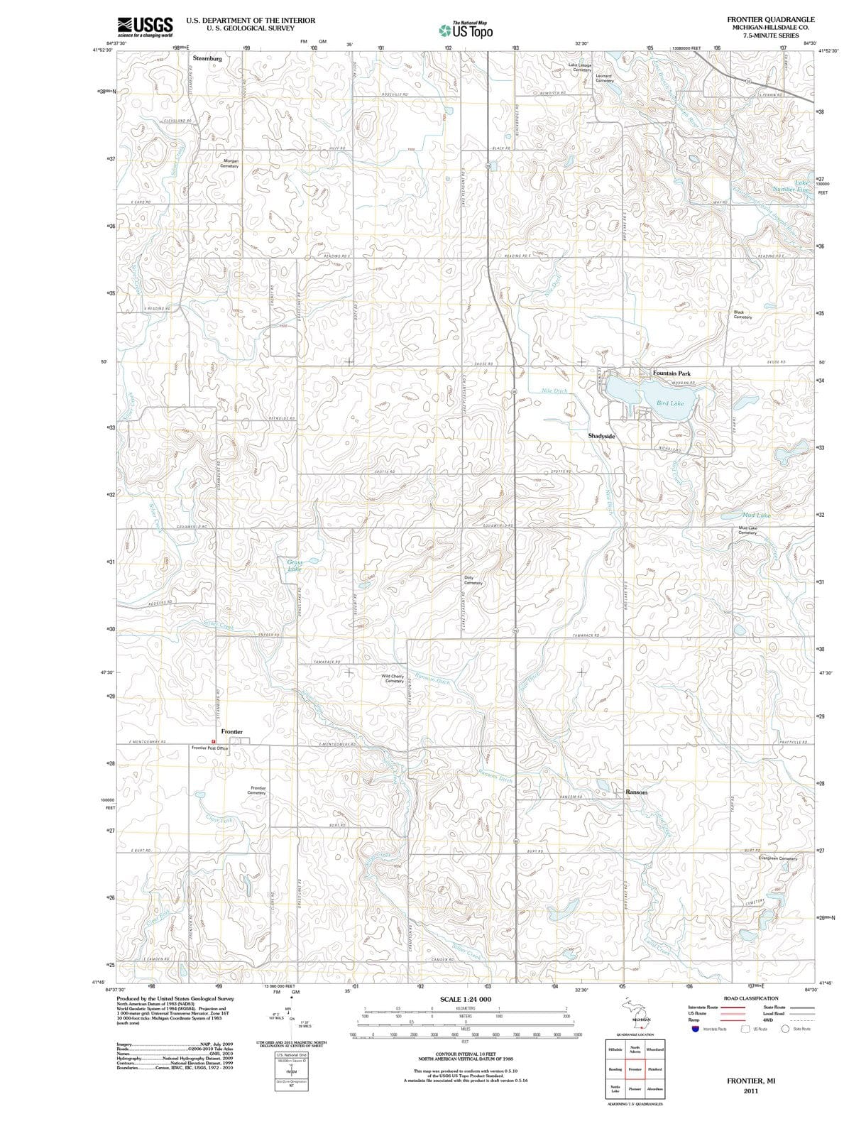 2011 Frontier, MI - Michigan - USGS Topographic Map
