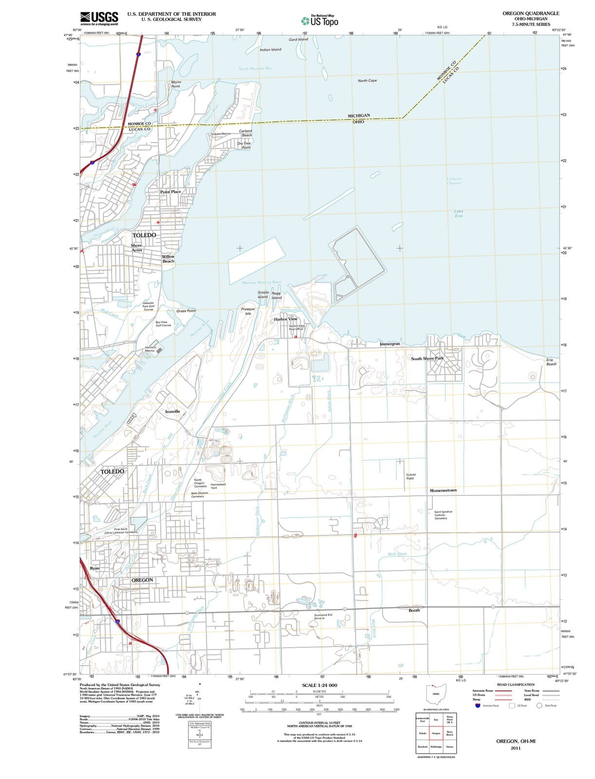 2011 Oregon, OH - Ohio - USGS Topographic Map v2
