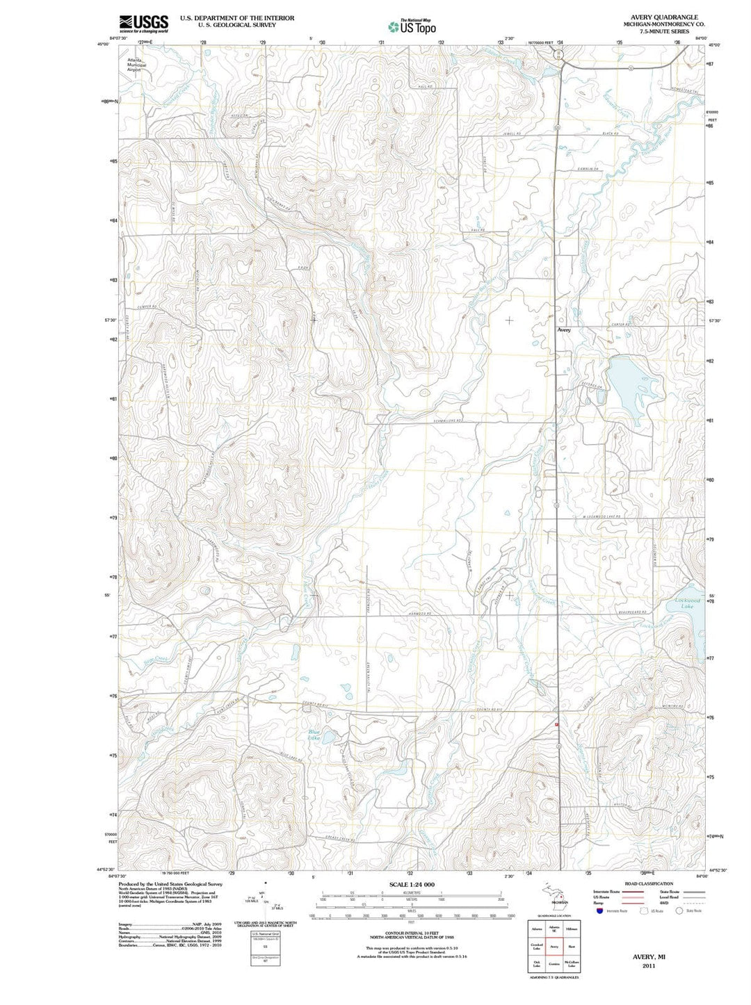 2011 Avery, MI - Michigan - USGS Topographic Map
