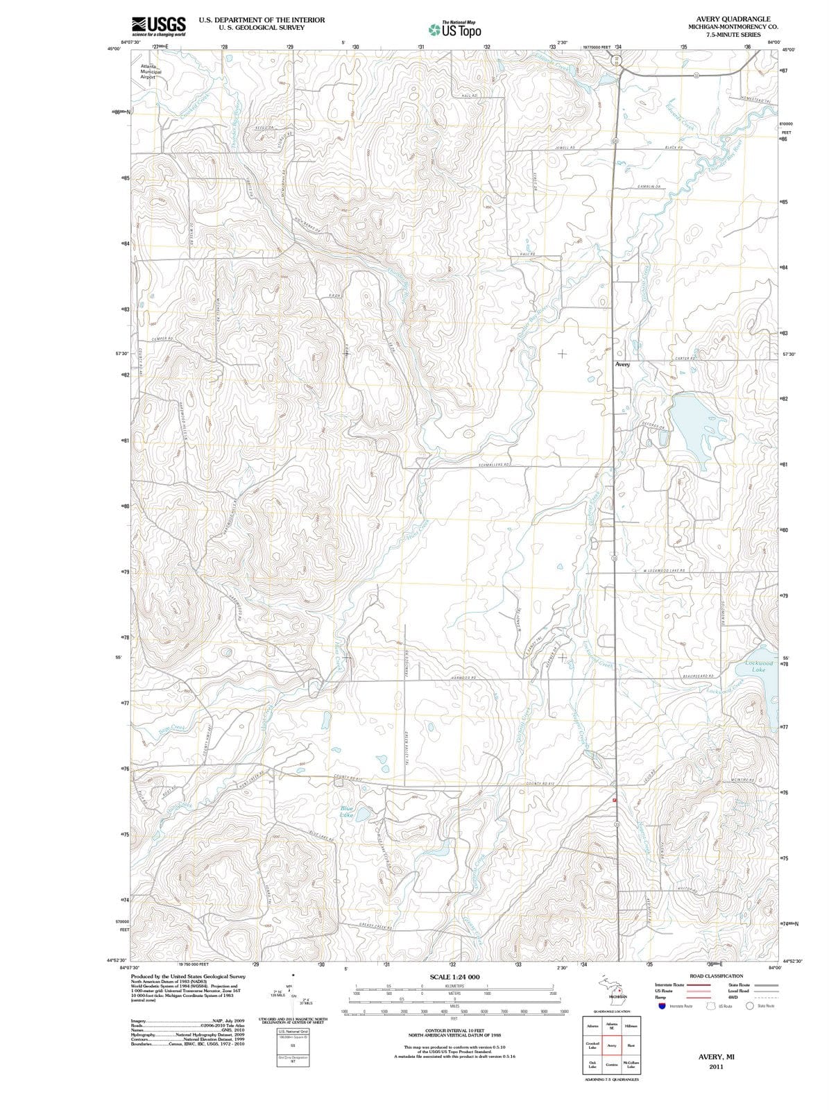 2011 Avery, MI - Michigan - USGS Topographic Map