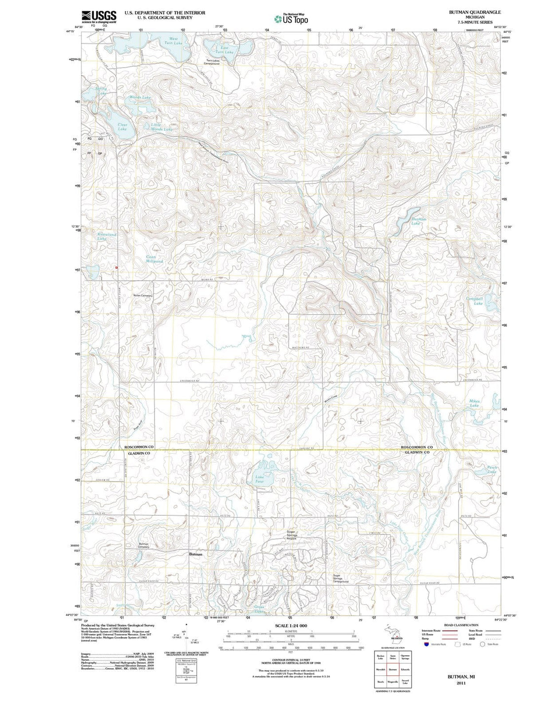 2011 Butman, MI - Michigan - USGS Topographic Map