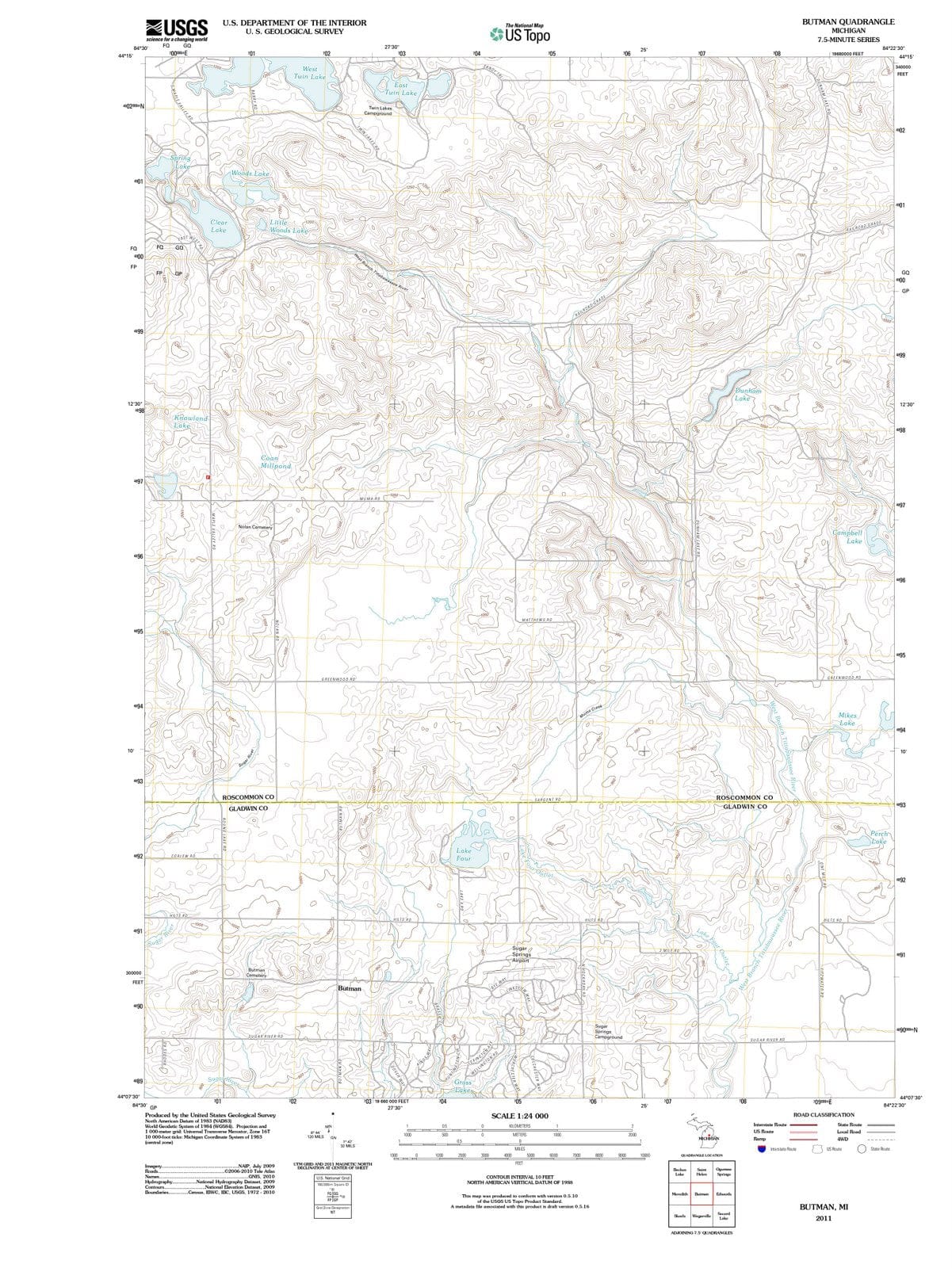 2011 Butman, MI - Michigan - USGS Topographic Map