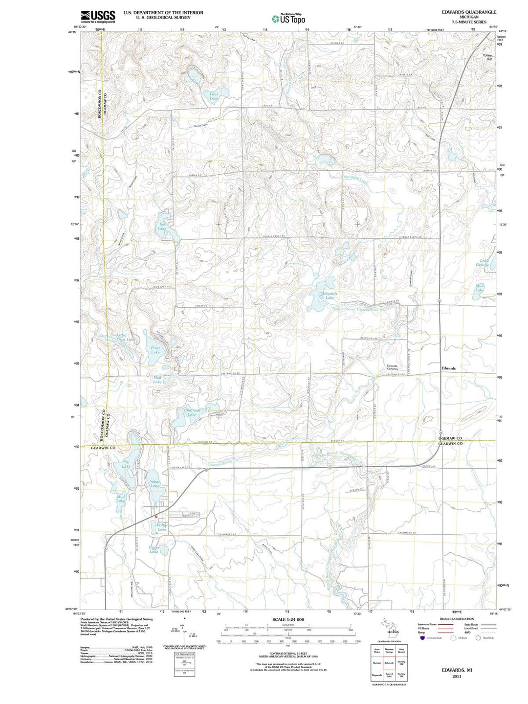 2011 Edwards, MI - Michigan - USGS Topographic Map