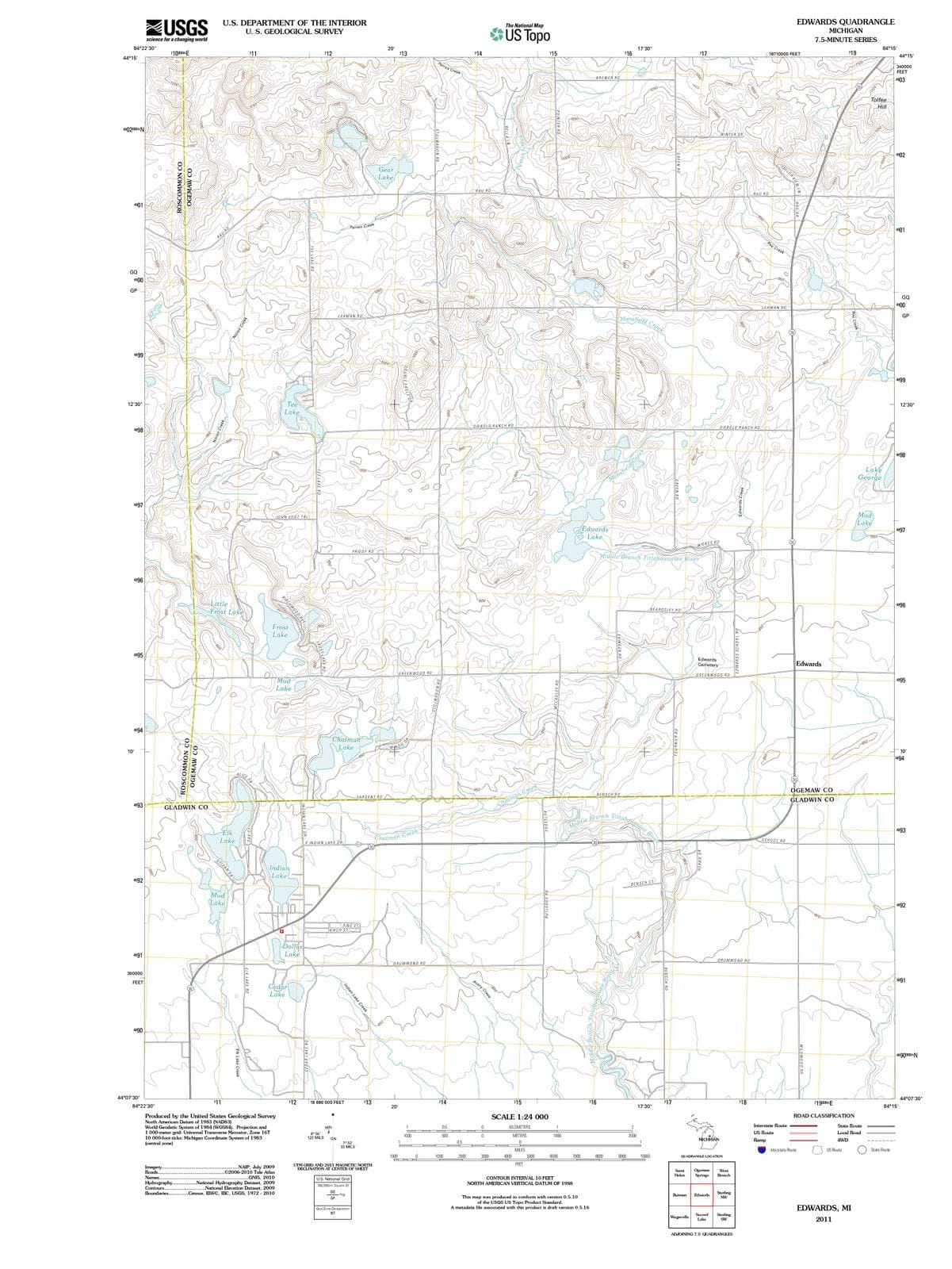2011 Edwards, MI - Michigan - USGS Topographic Map