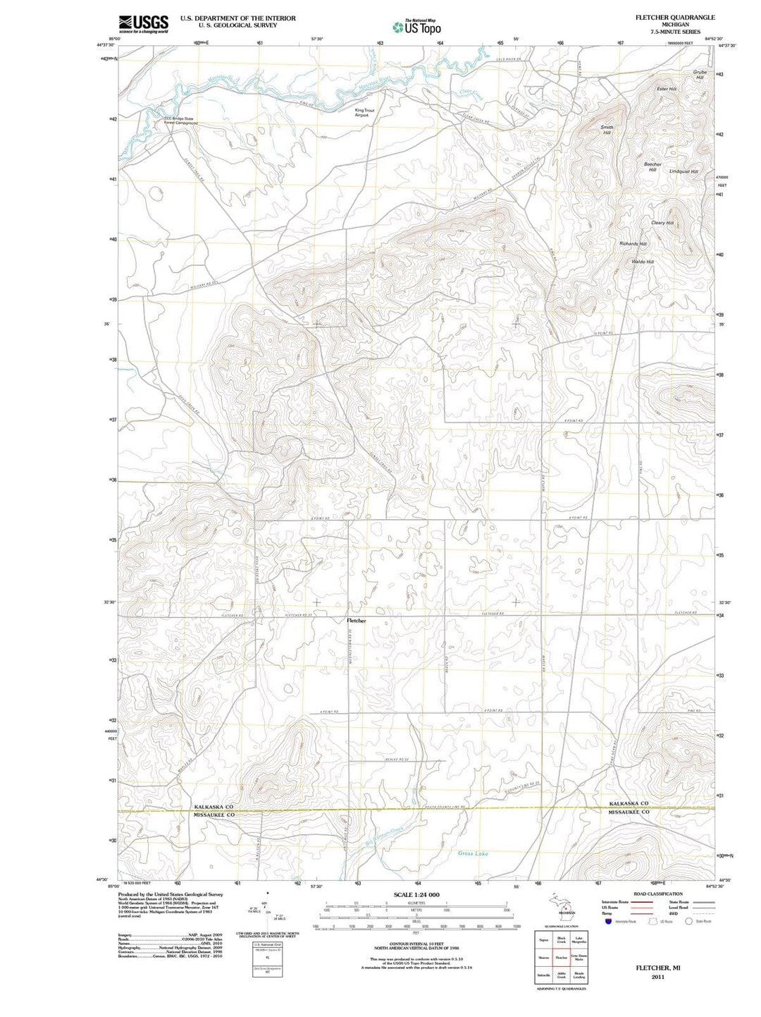 2011 Fletcher, MI - Michigan - USGS Topographic Map