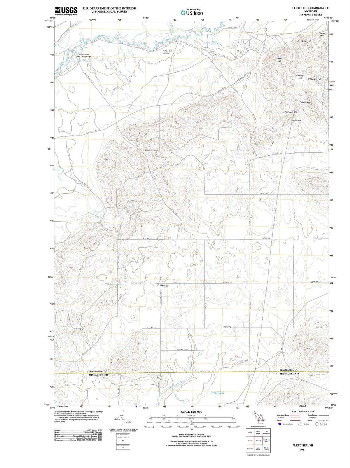 2011 Fletcher, MI - Michigan - USGS Topographic Map