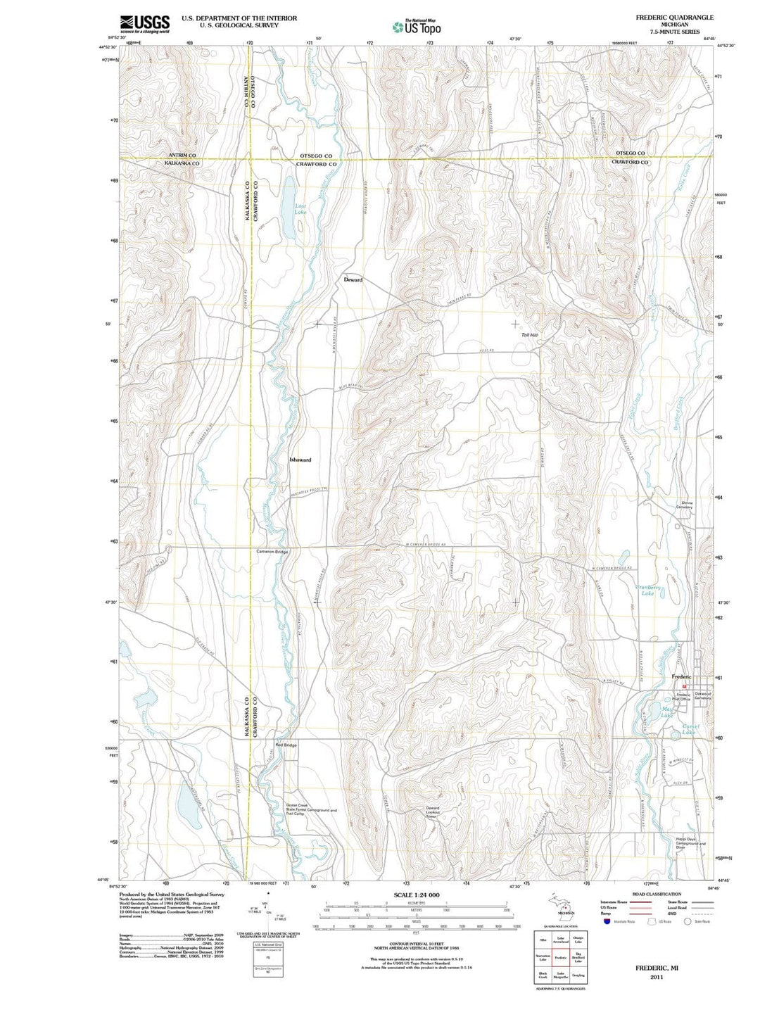 2011 Frederic, MI - Michigan - USGS Topographic Map