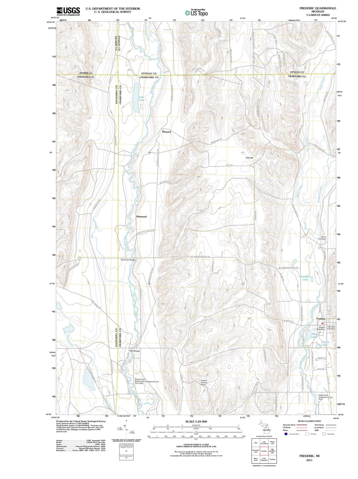 2011 Frederic, MI - Michigan - USGS Topographic Map