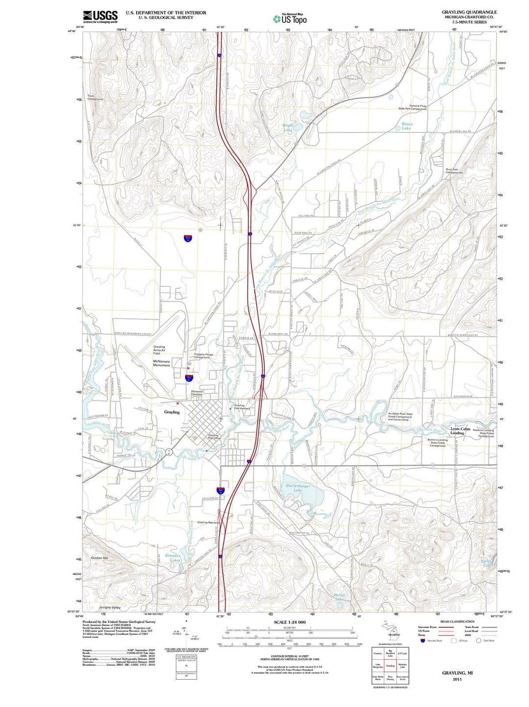 2011 Grayling, MI - Michigan - USGS Topographic Map