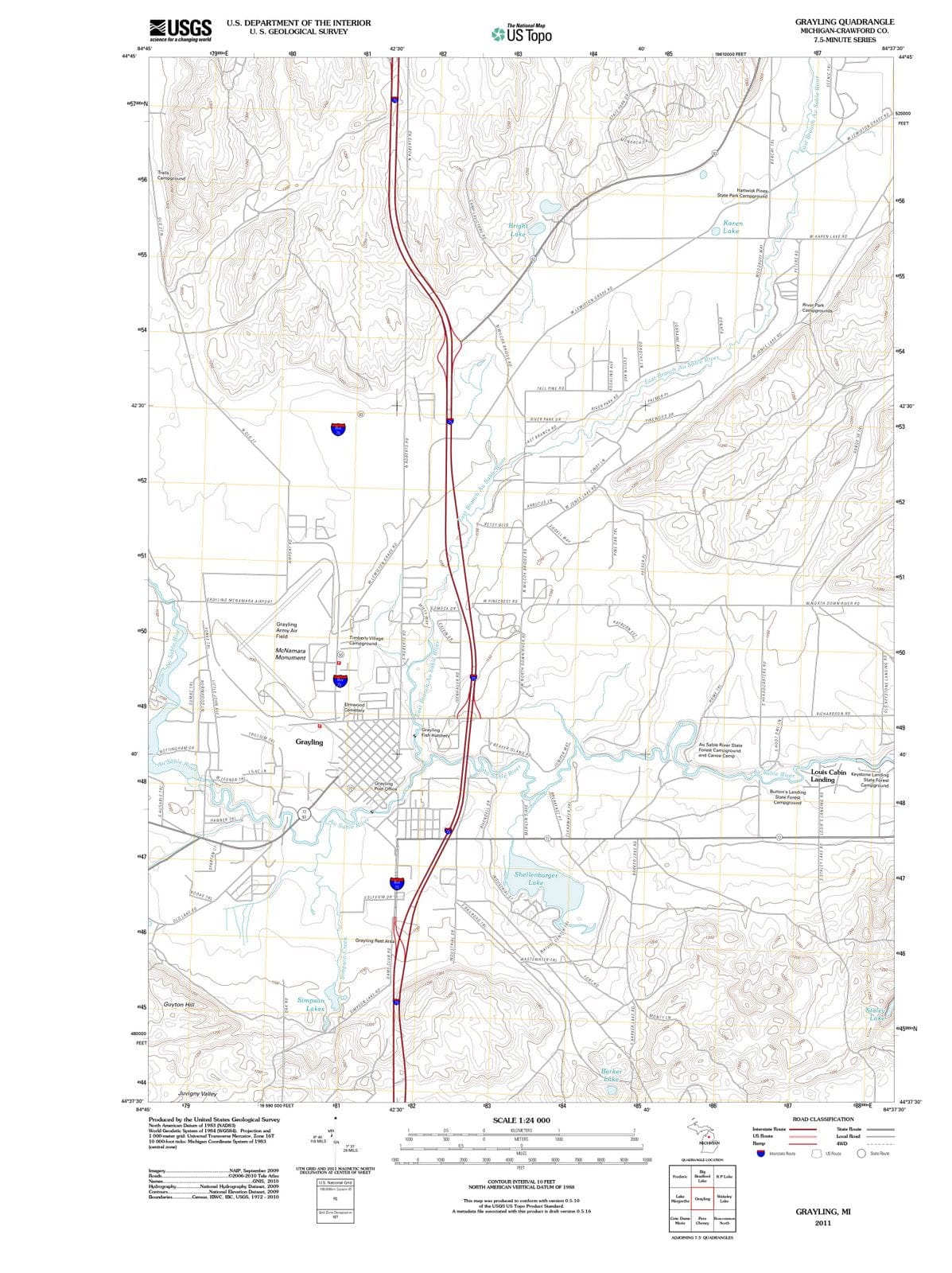 2011 Grayling, MI - Michigan - USGS Topographic Map