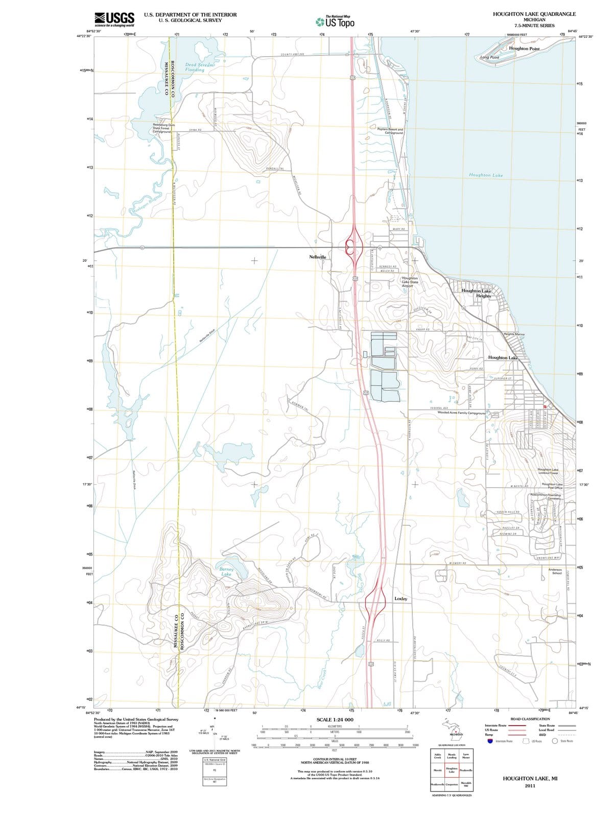 2011 Houghton Lake, MI - Michigan - USGS Topographic Map