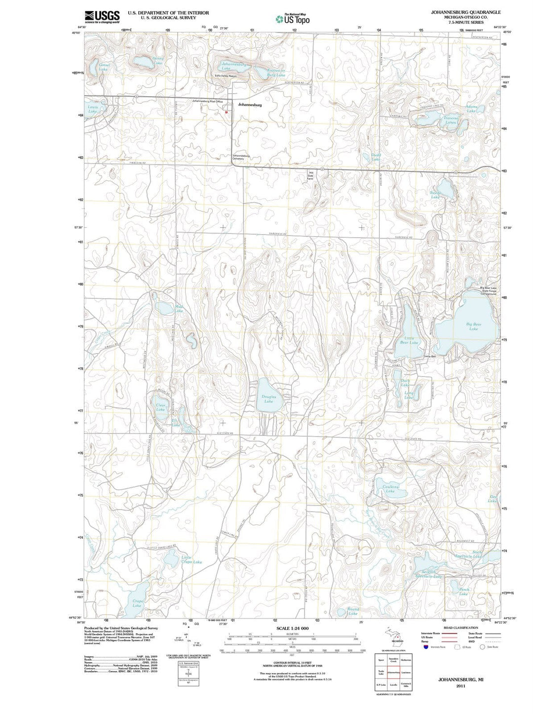 2011 Johannesburg, MI - Michigan - USGS Topographic Map