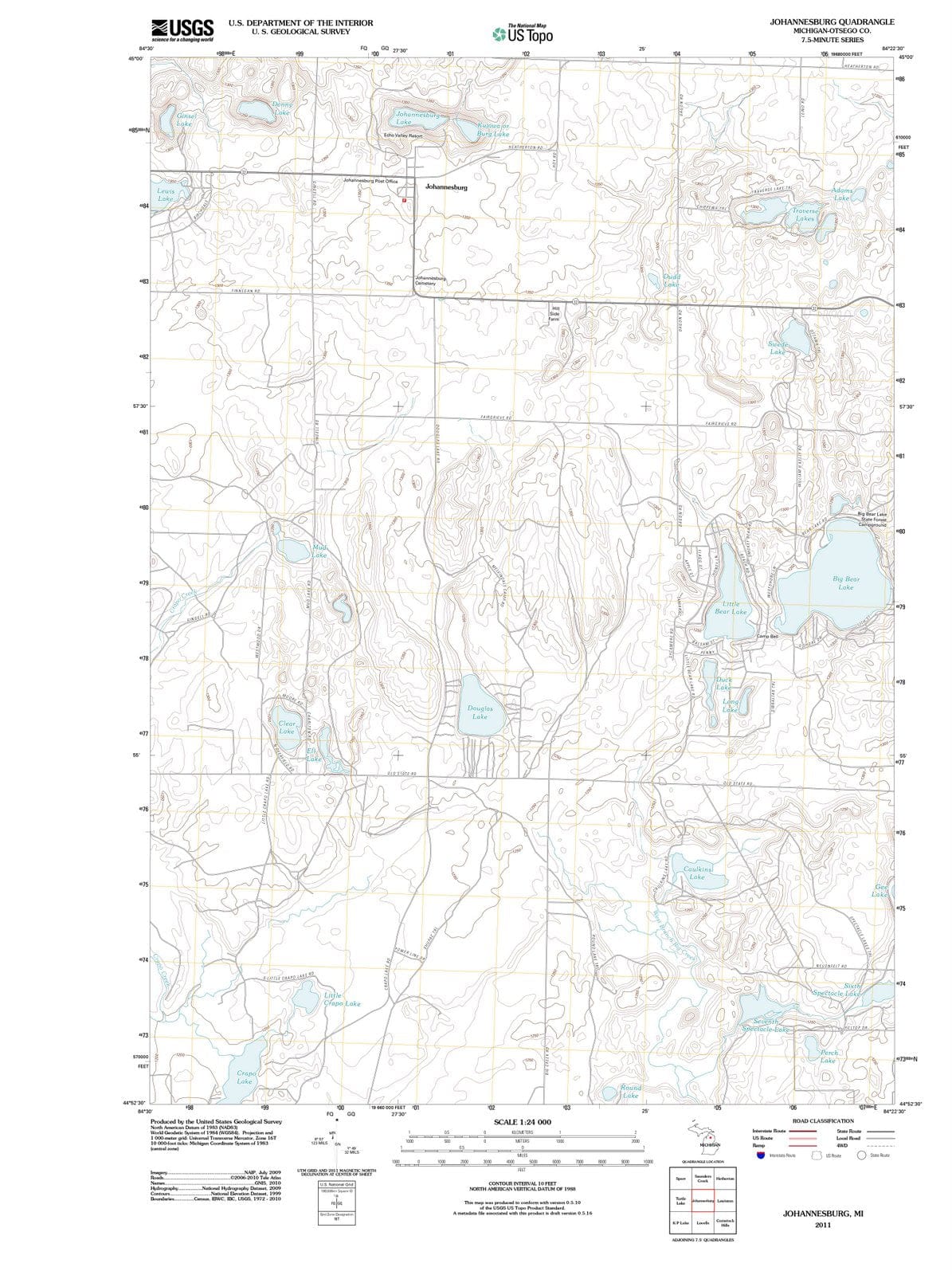 2011 Johannesburg, MI - Michigan - USGS Topographic Map