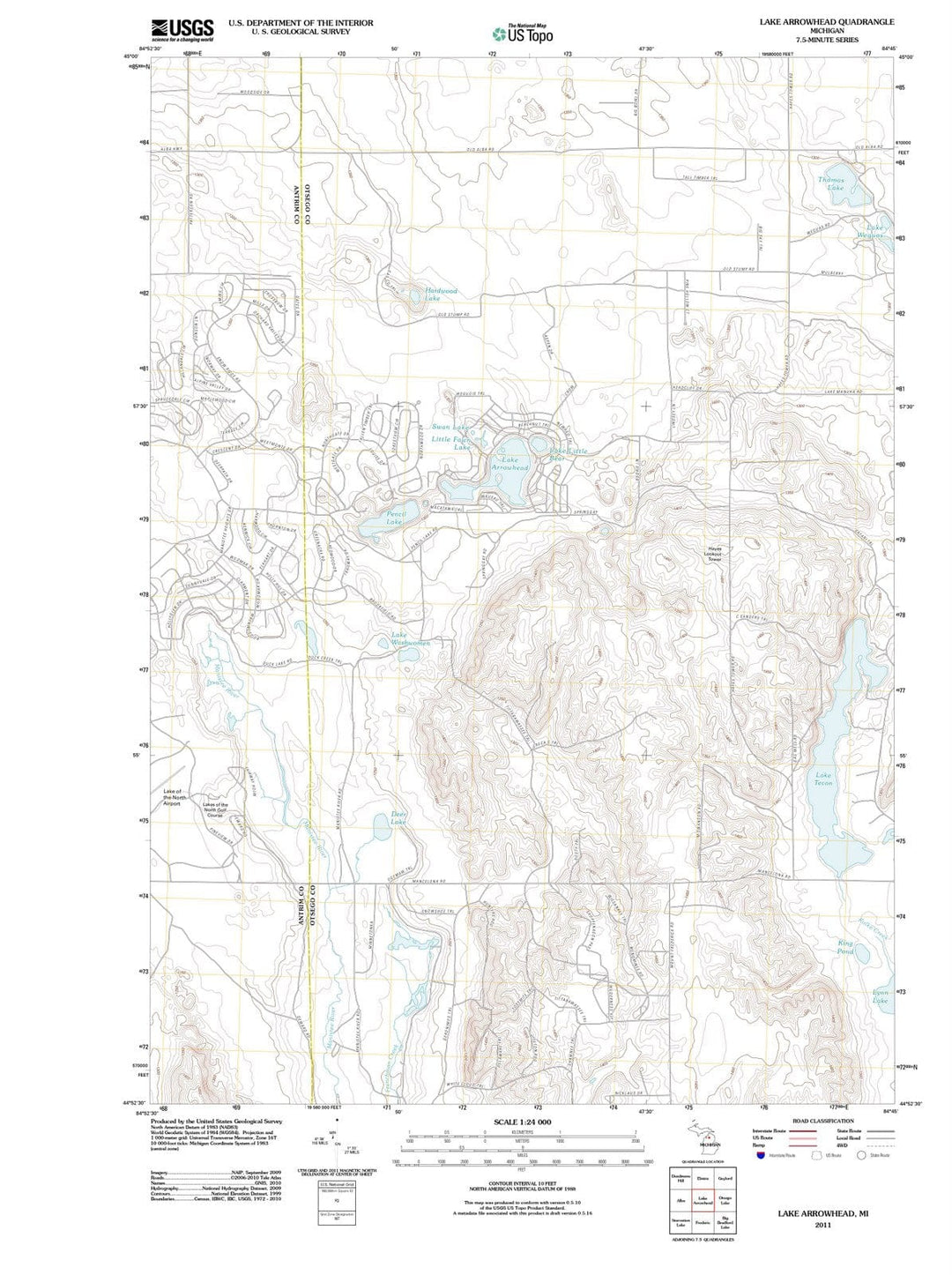 2011 Lake Arrowhead, MI - Michigan - USGS Topographic Map