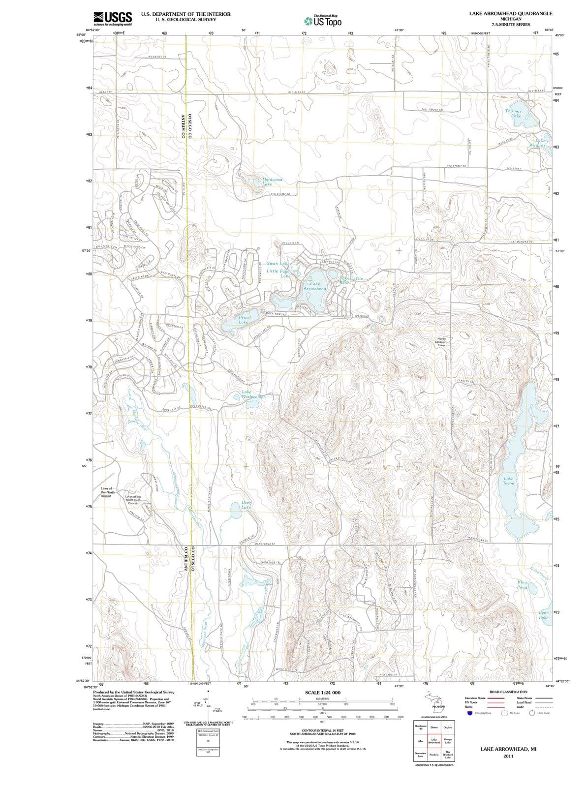 2011 Lake Arrowhead, MI - Michigan - USGS Topographic Map