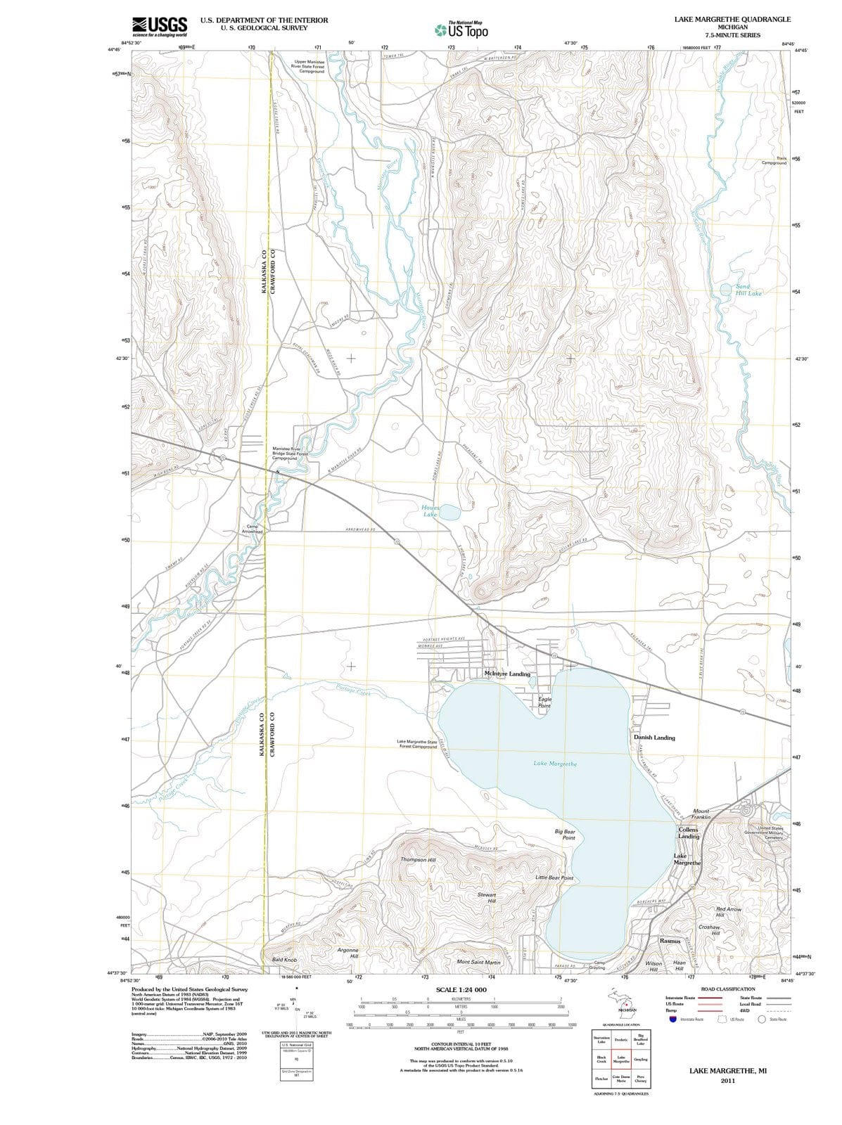 2011 Lake Margrethe, MI - Michigan - USGS Topographic Map