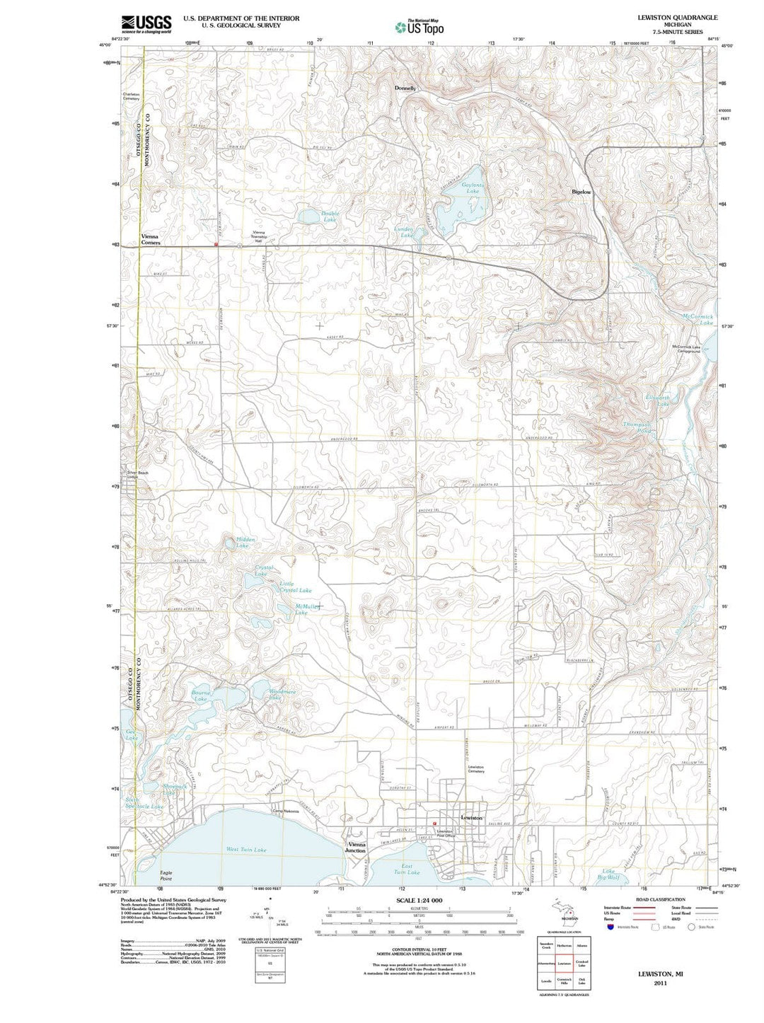 2011 Lewiston, MI - Michigan - USGS Topographic Map