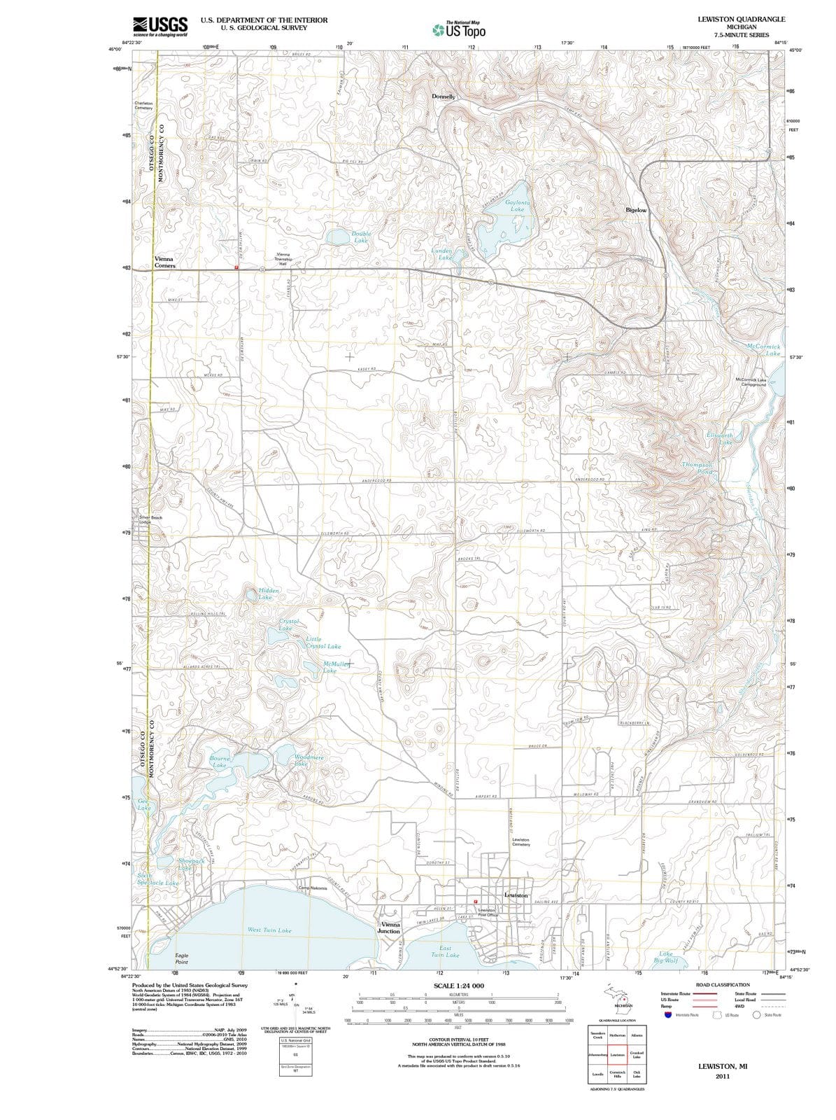 2011 Lewiston, MI - Michigan - USGS Topographic Map