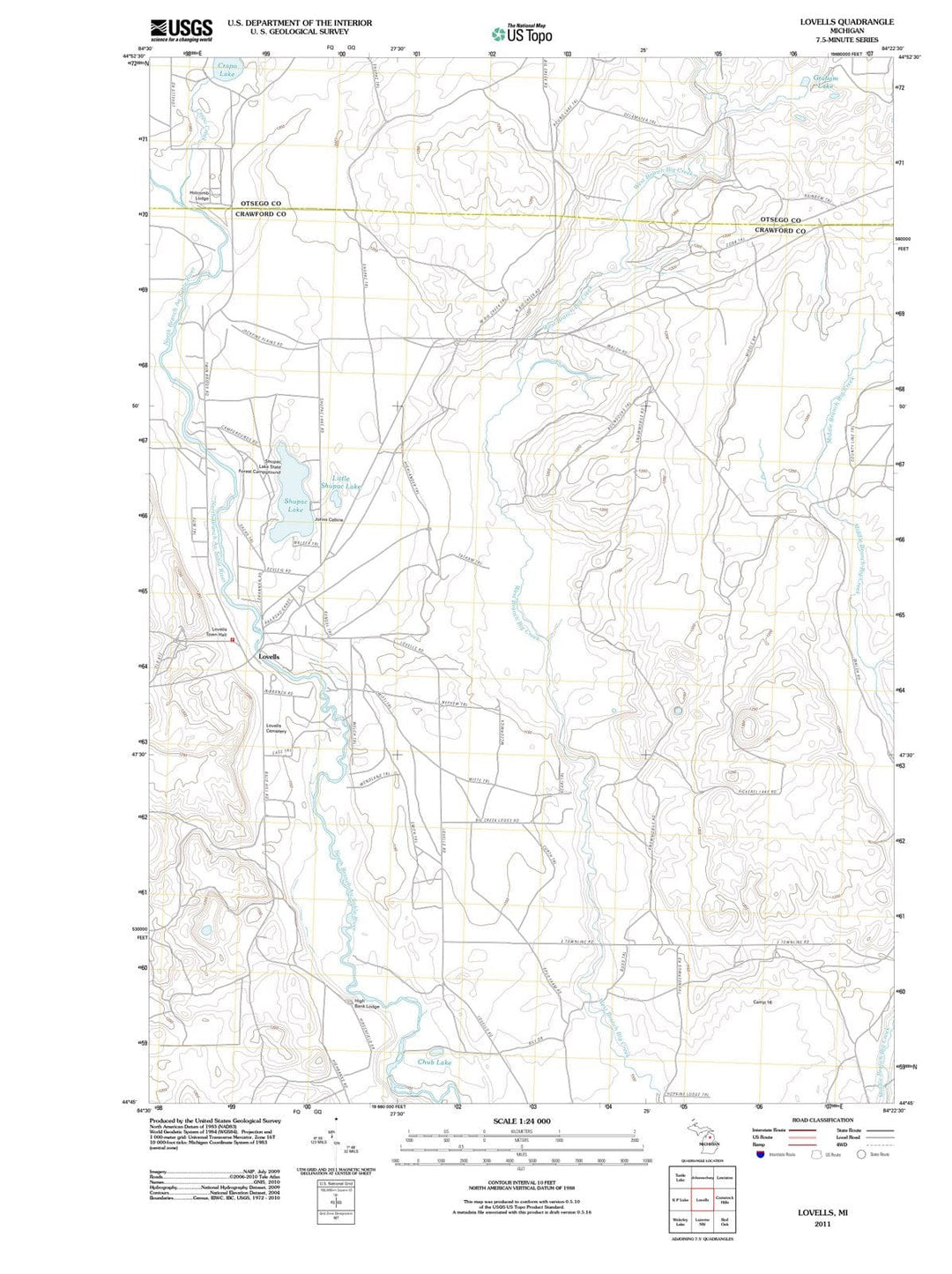 2011 Lovells, MI - Michigan - USGS Topographic Map