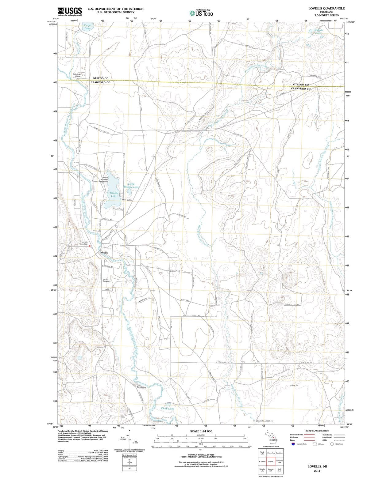 2011 Lovells, MI - Michigan - USGS Topographic Map