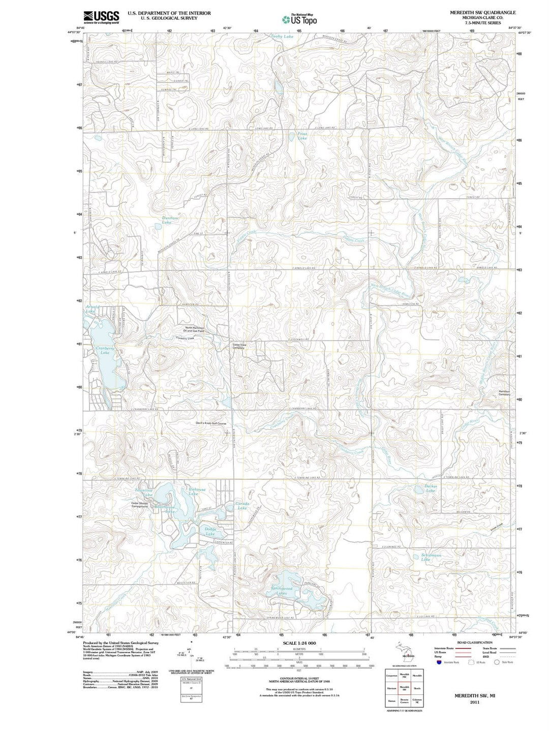 2011 Meredith, MI - Michigan - USGS Topographic Map