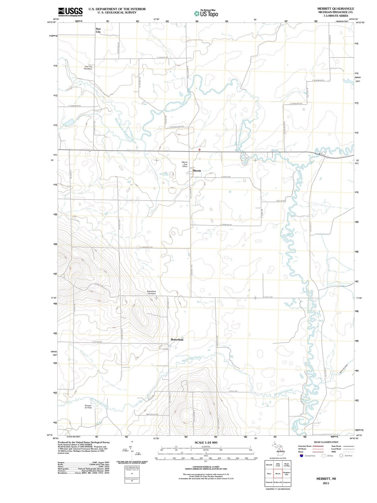 2011 Merritt, MI - Michigan - USGS Topographic Map