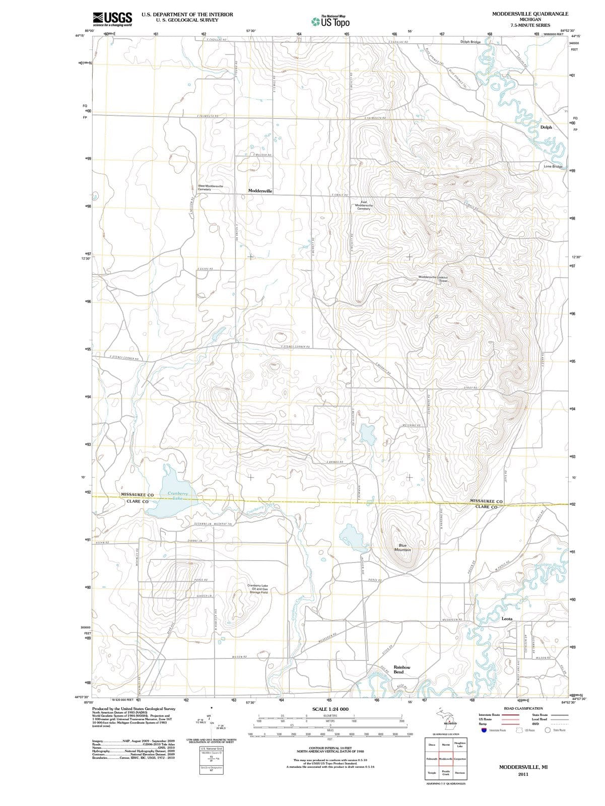 2011 Moddersville, MI - Michigan - USGS Topographic Map