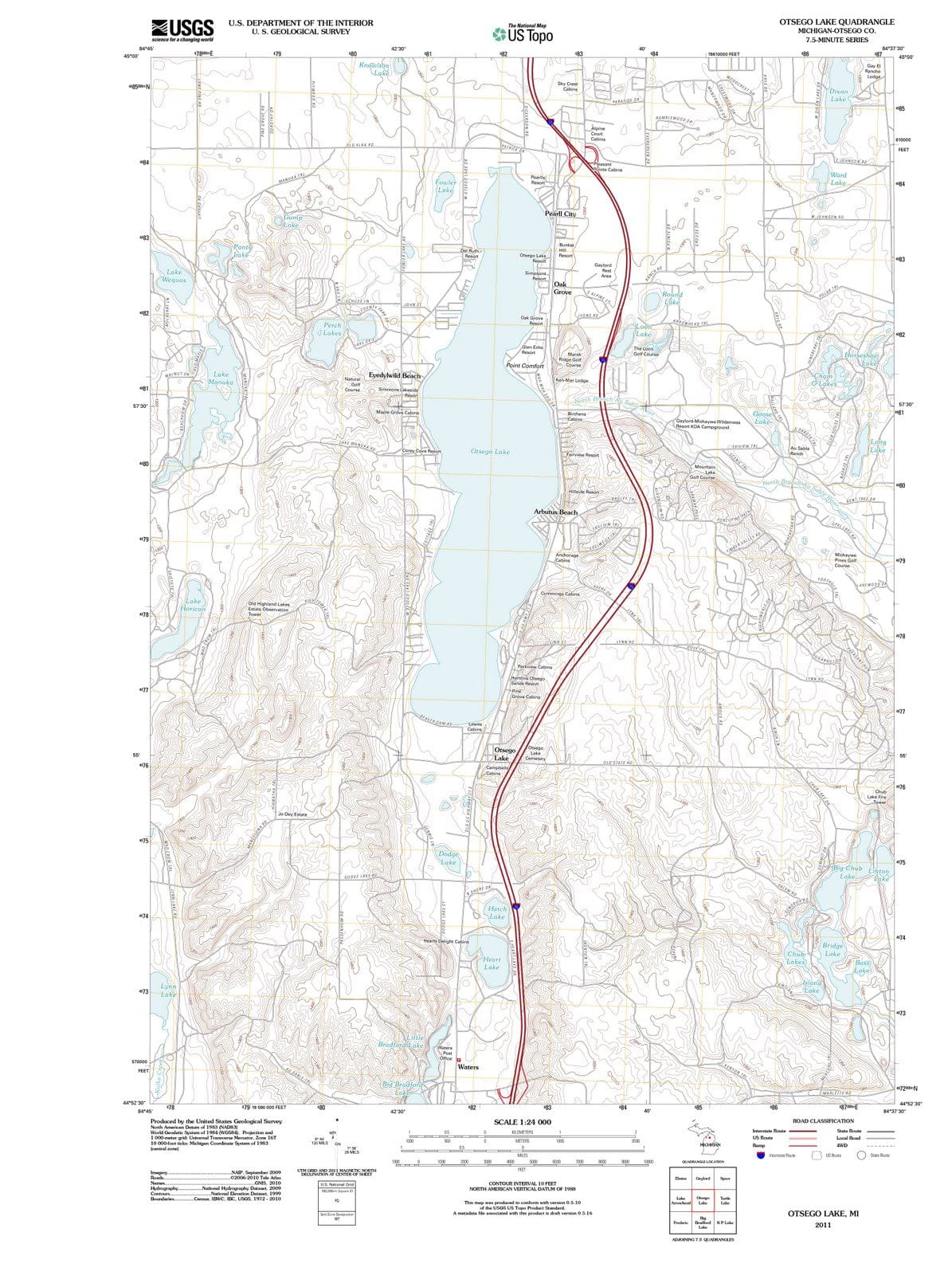 2011 Otsego Lake, MI - Michigan - USGS Topographic Map