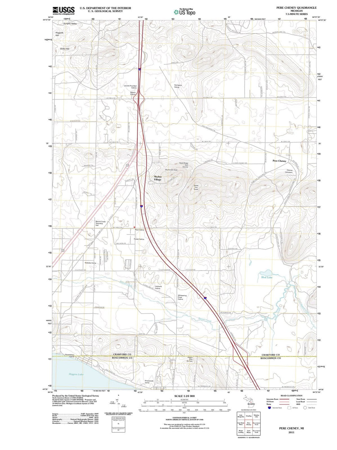 2011 Pere Cheney, MI - Michigan - USGS Topographic Map