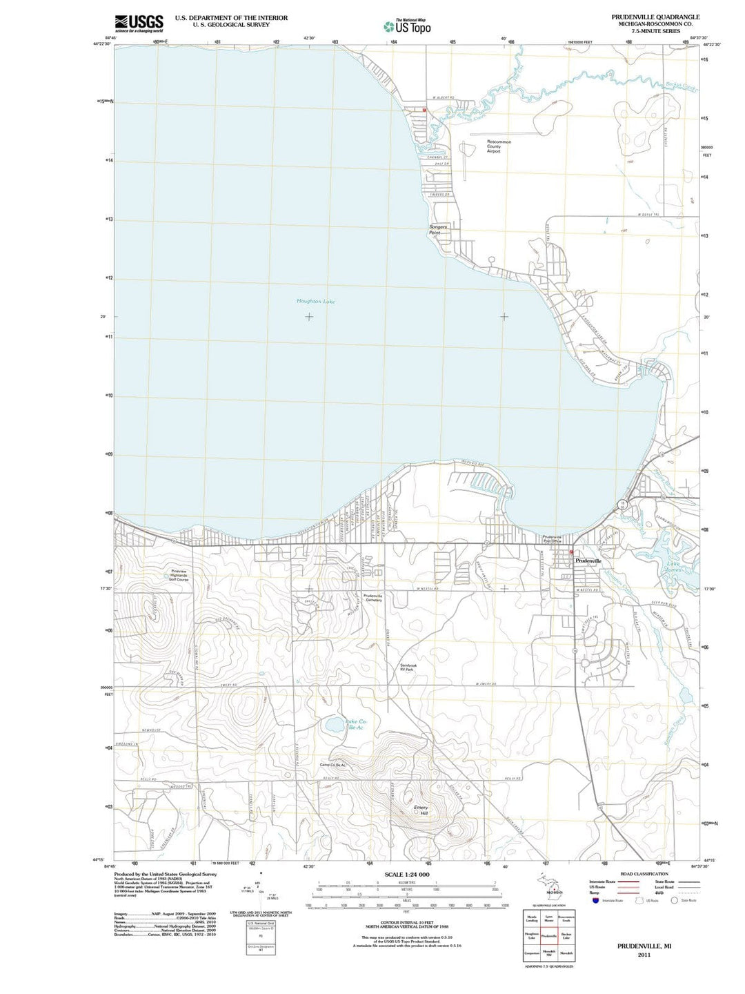 2011 Prudenville, MI - Michigan - USGS Topographic Map