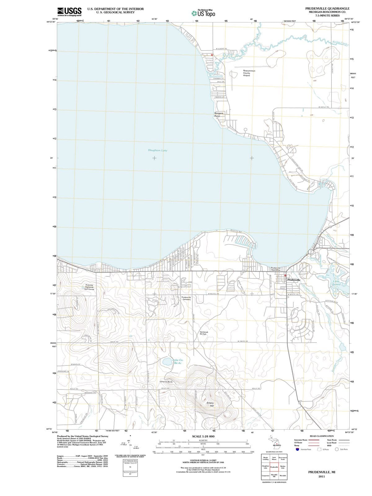 2011 Prudenville, MI - Michigan - USGS Topographic Map