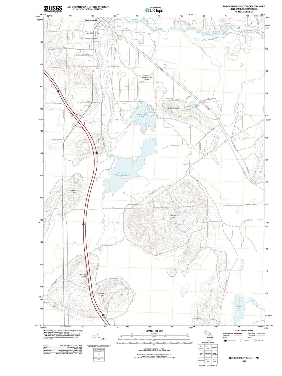 2011 Roscommon South, MI - Michigan - USGS Topographic Map