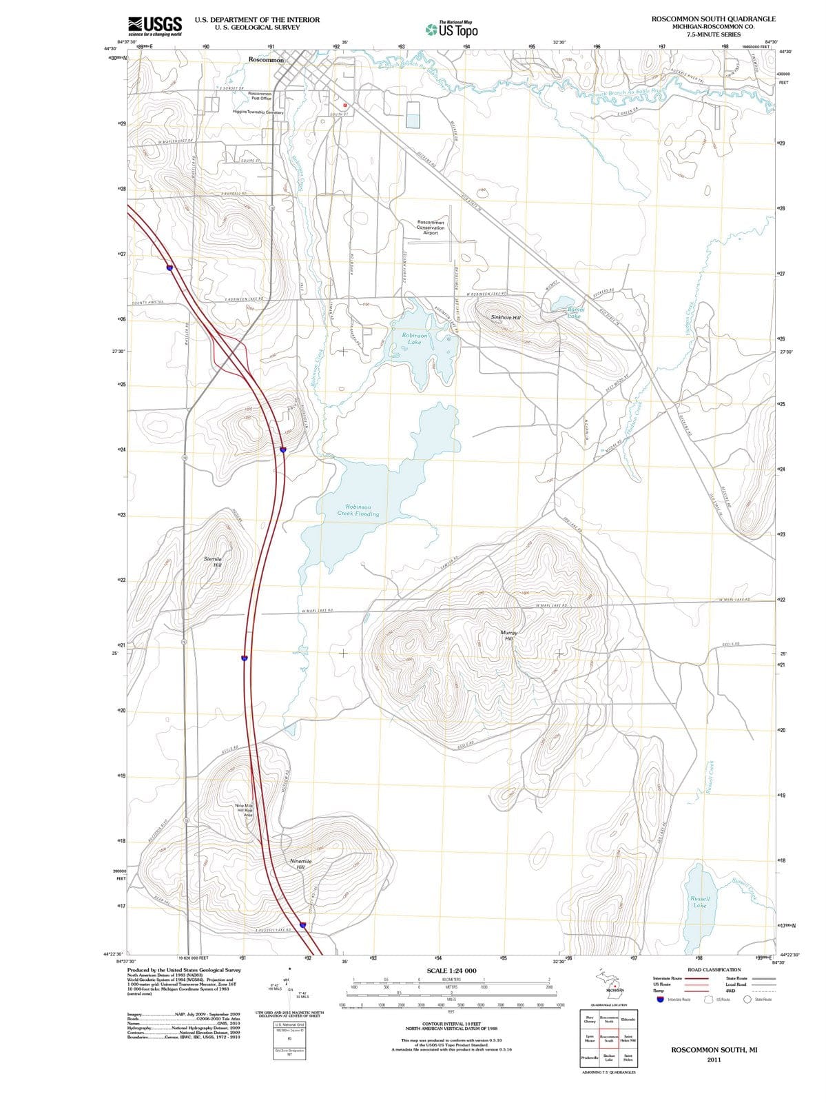 2011 Roscommon South, MI - Michigan - USGS Topographic Map