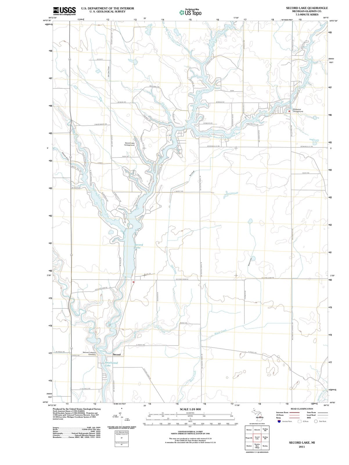 2011 Secord Lake, MI - Michigan - USGS Topographic Map