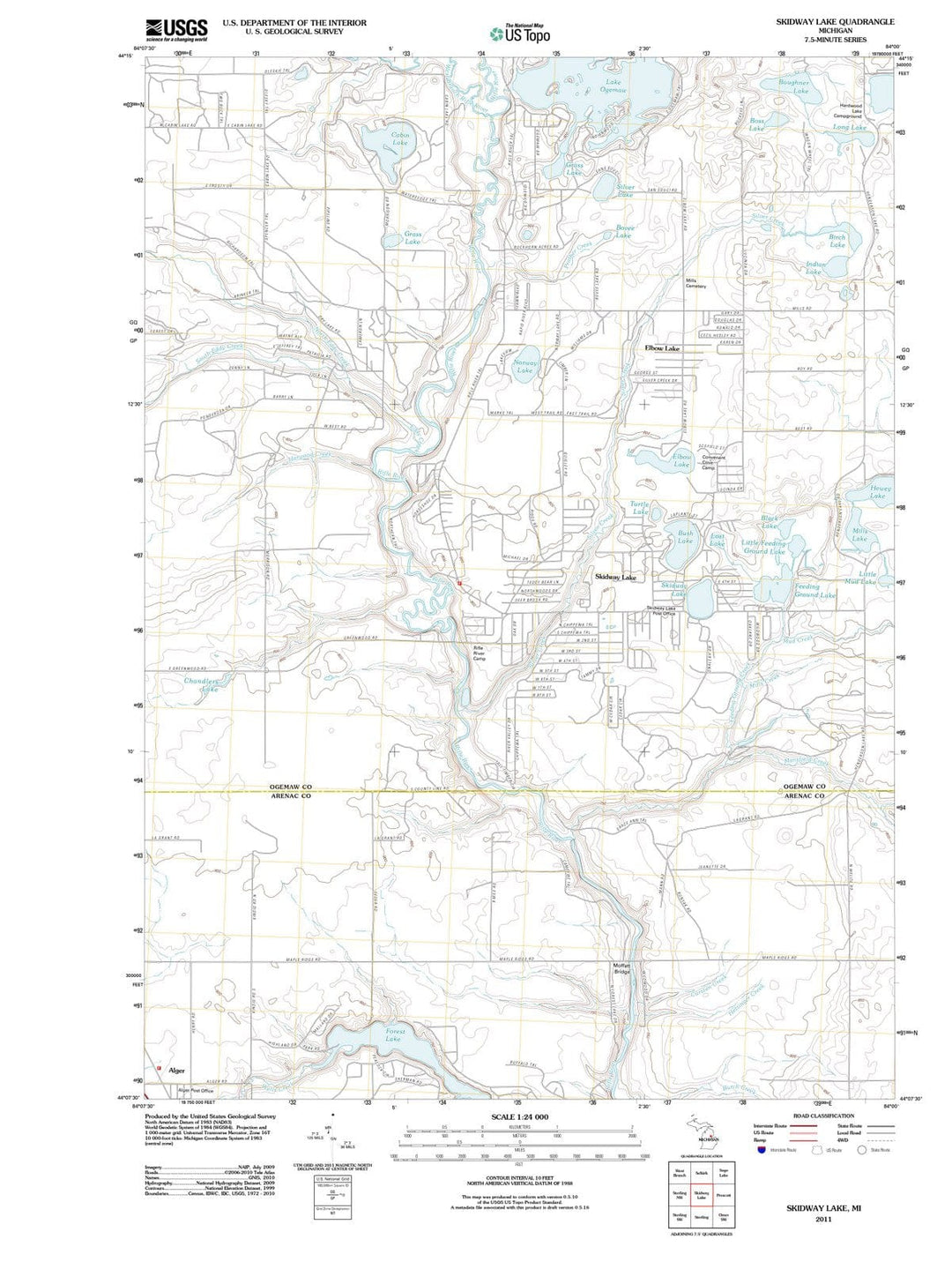 2011 Skidway Lake, MI - Michigan - USGS Topographic Map