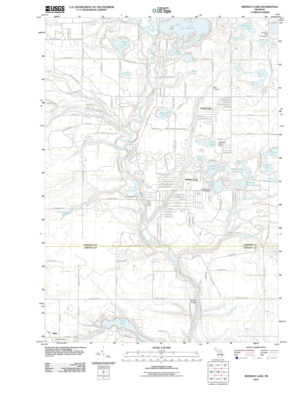 2011 Skidway Lake, MI - Michigan - USGS Topographic Map