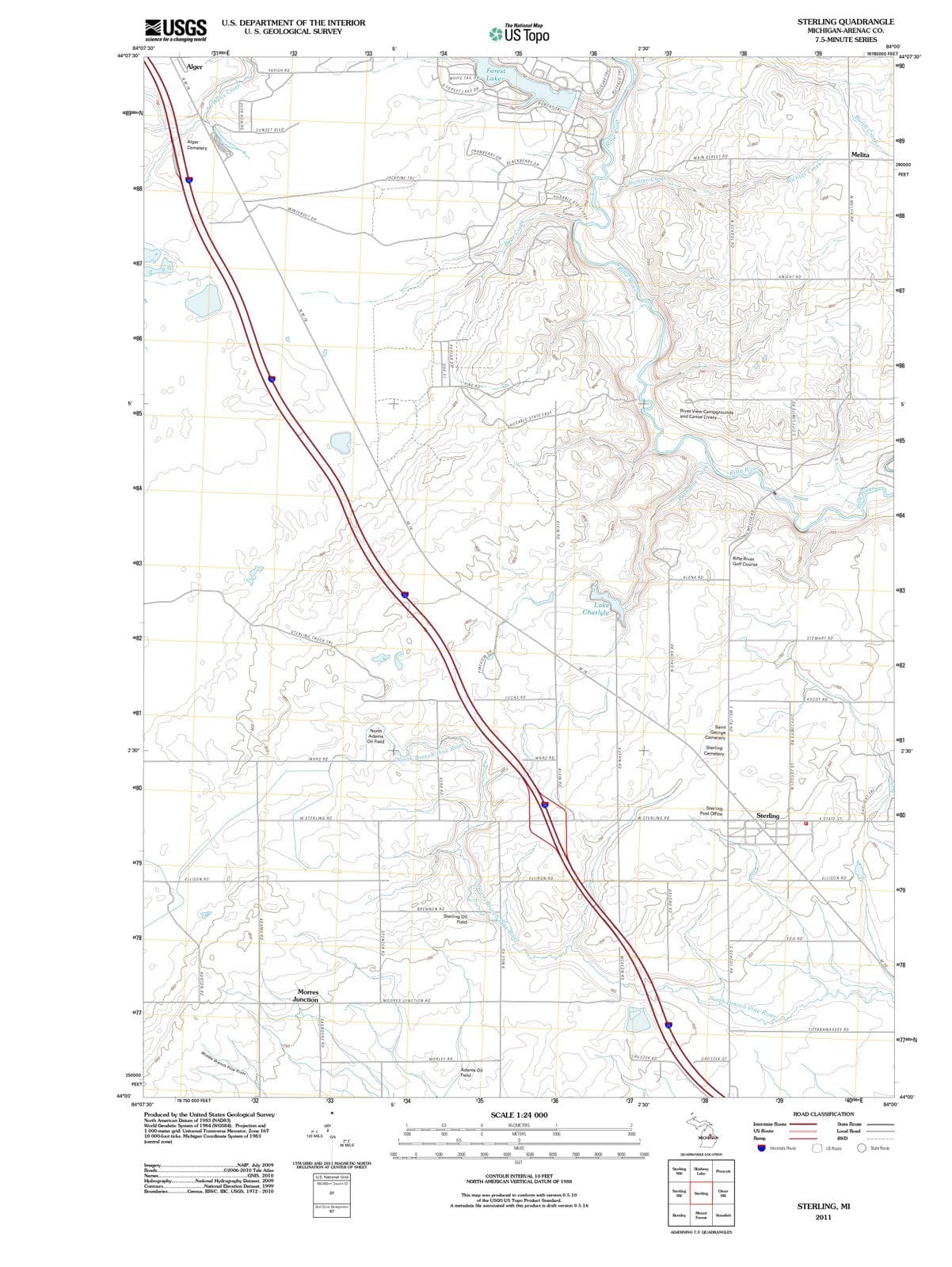 2011 Sterling, MI - Michigan - USGS Topographic Map