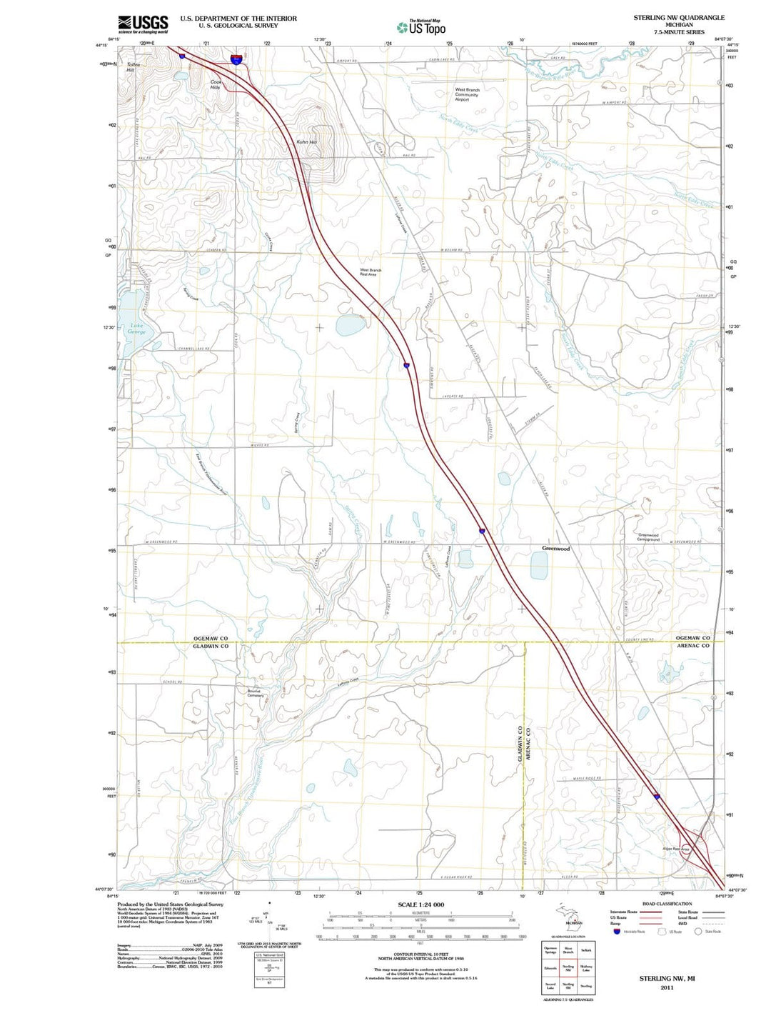 2011 Sterling, MI - Michigan - USGS Topographic Map v2