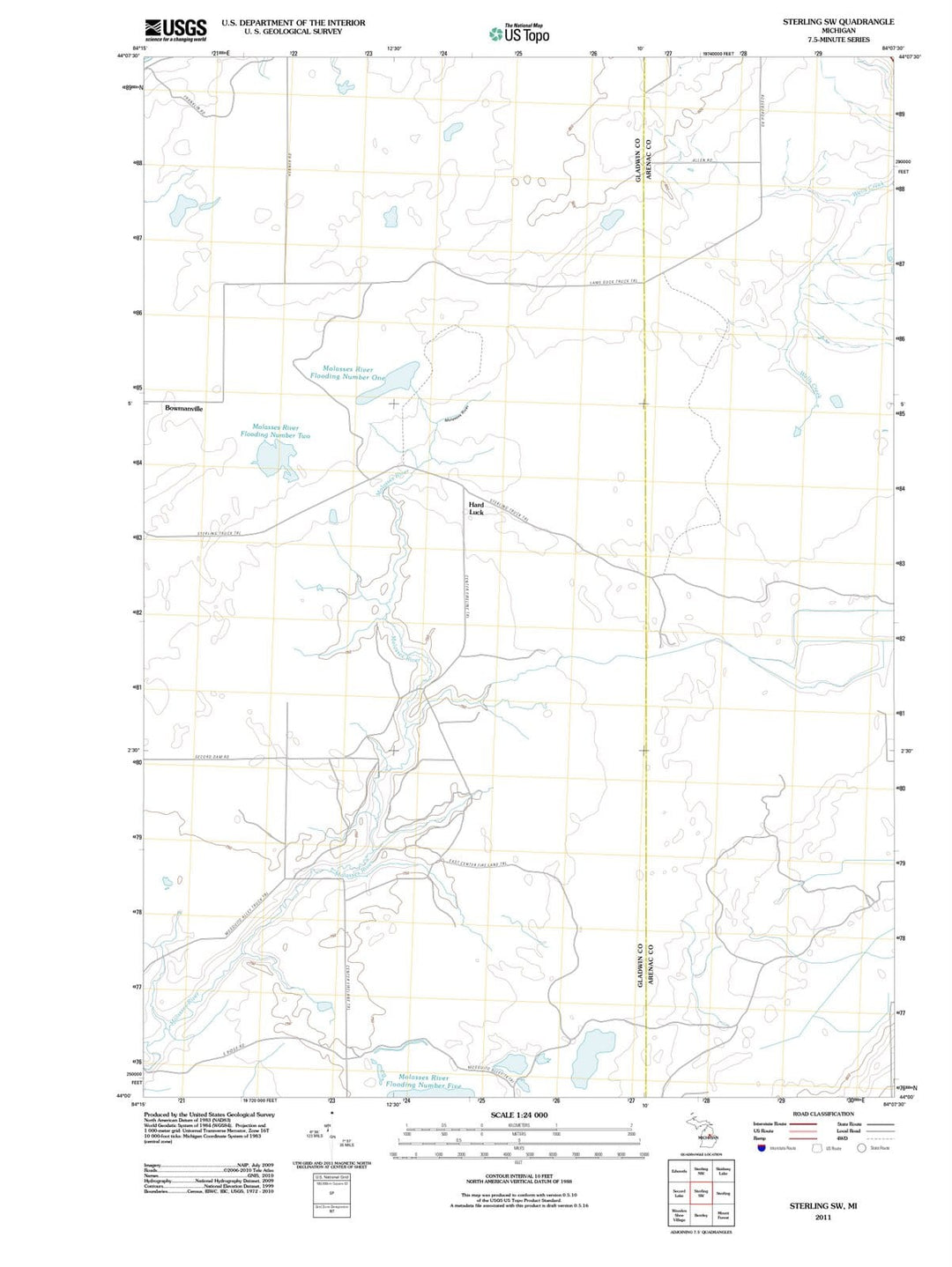 2011 Sterling, MI - Michigan - USGS Topographic Map v3
