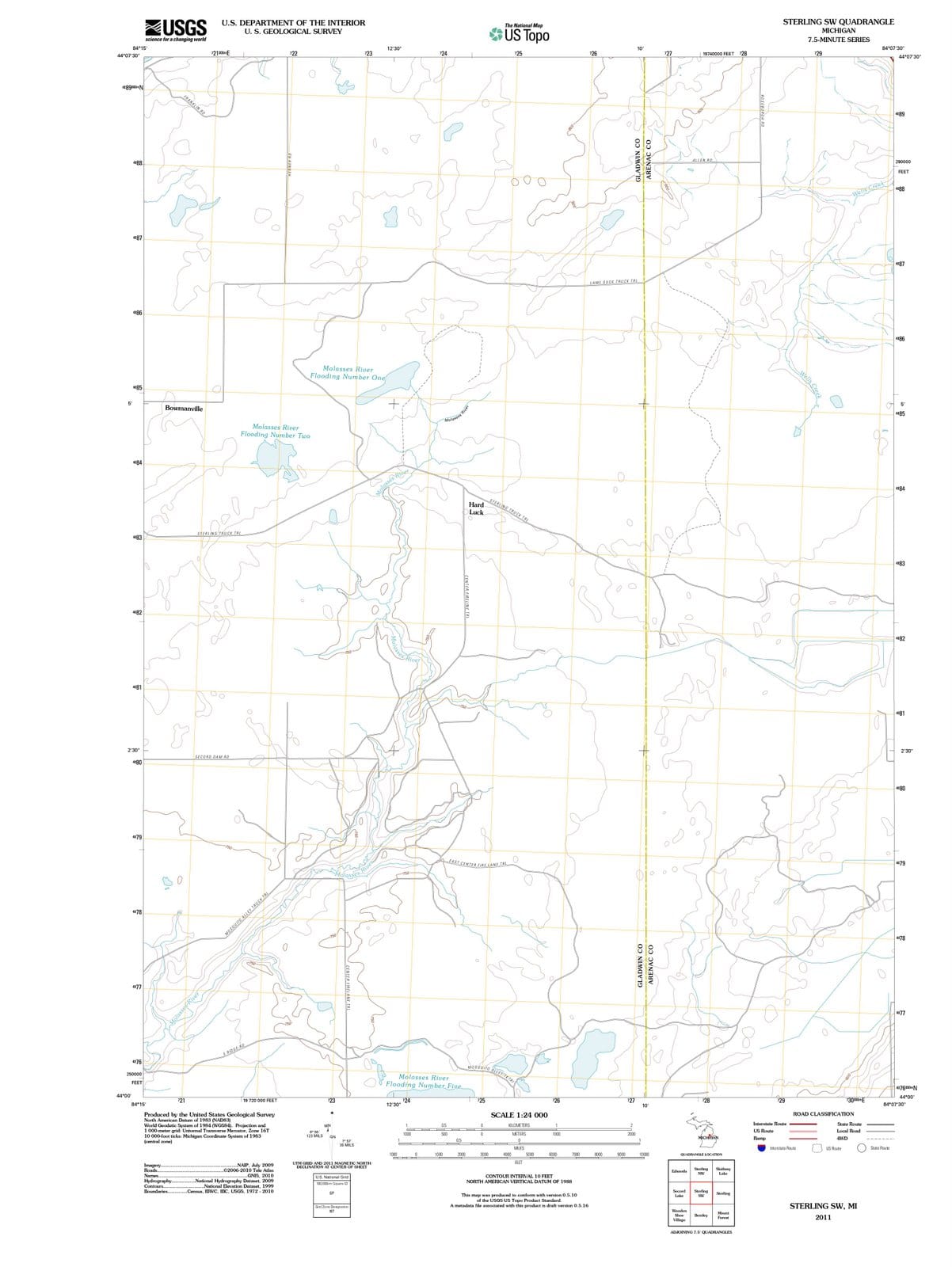2011 Sterling, MI - Michigan - USGS Topographic Map v3
