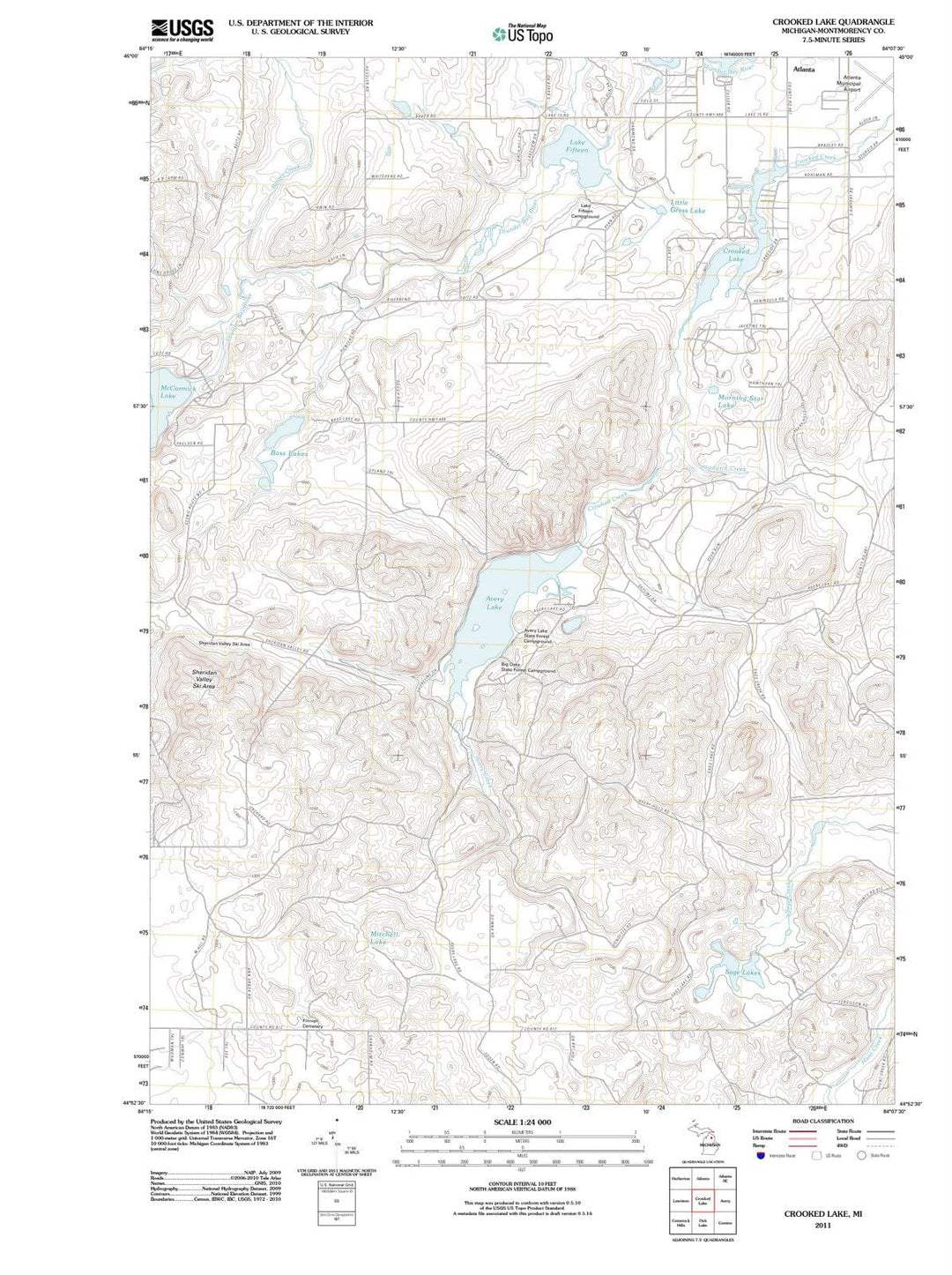 2011 Crooked Lake, MI - Michigan - USGS Topographic Map