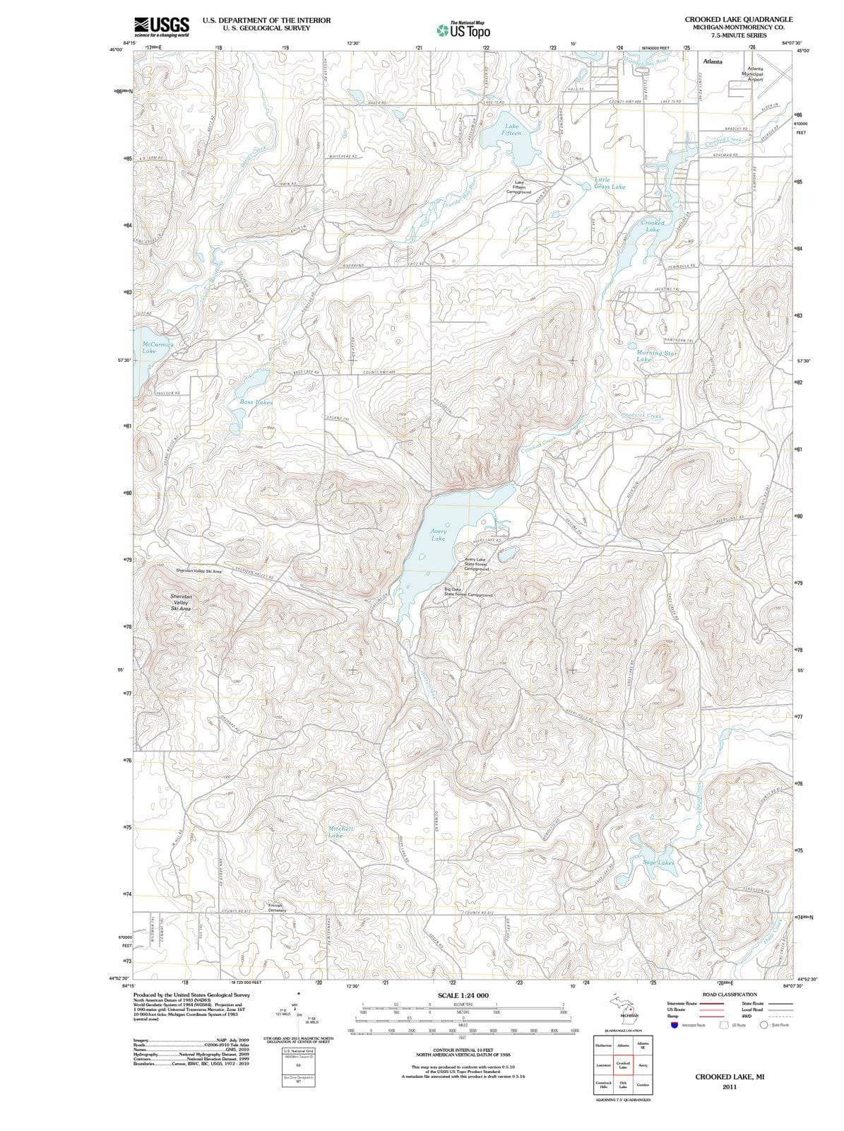 2011 Crooked Lake, MI - Michigan - USGS Topographic Map