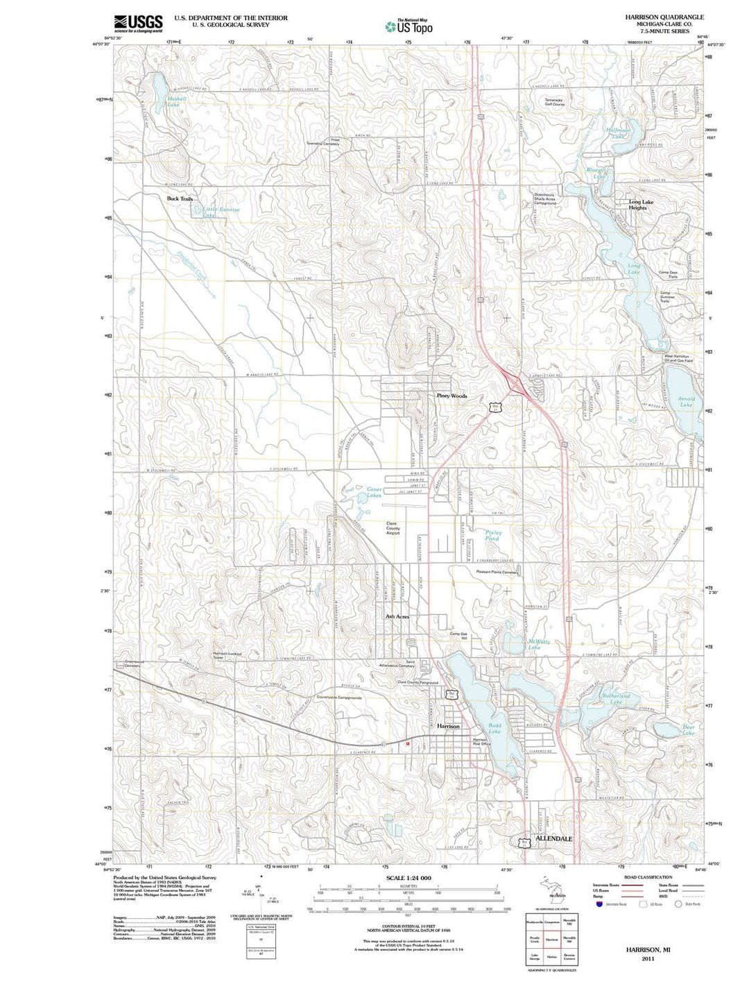 2011 Harrison, MI - Michigan - USGS Topographic Map